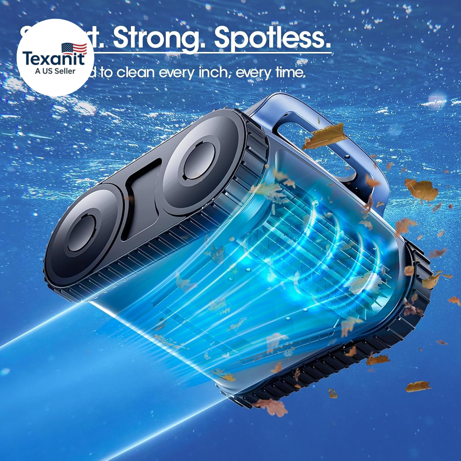 RERIOU Cordless Robotic Pool Vacuum, Pool Cleaner with Track Drive, Sonar Naviga