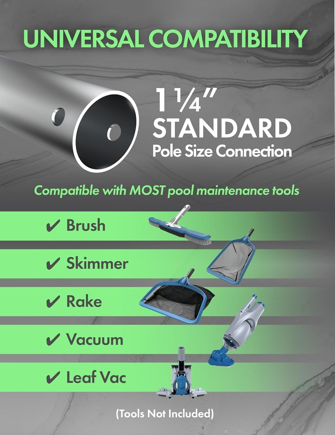 12ft Telescopic Swimming Pool Pole – Pro Aluminum Handle, Adjustable, Heavy Duty