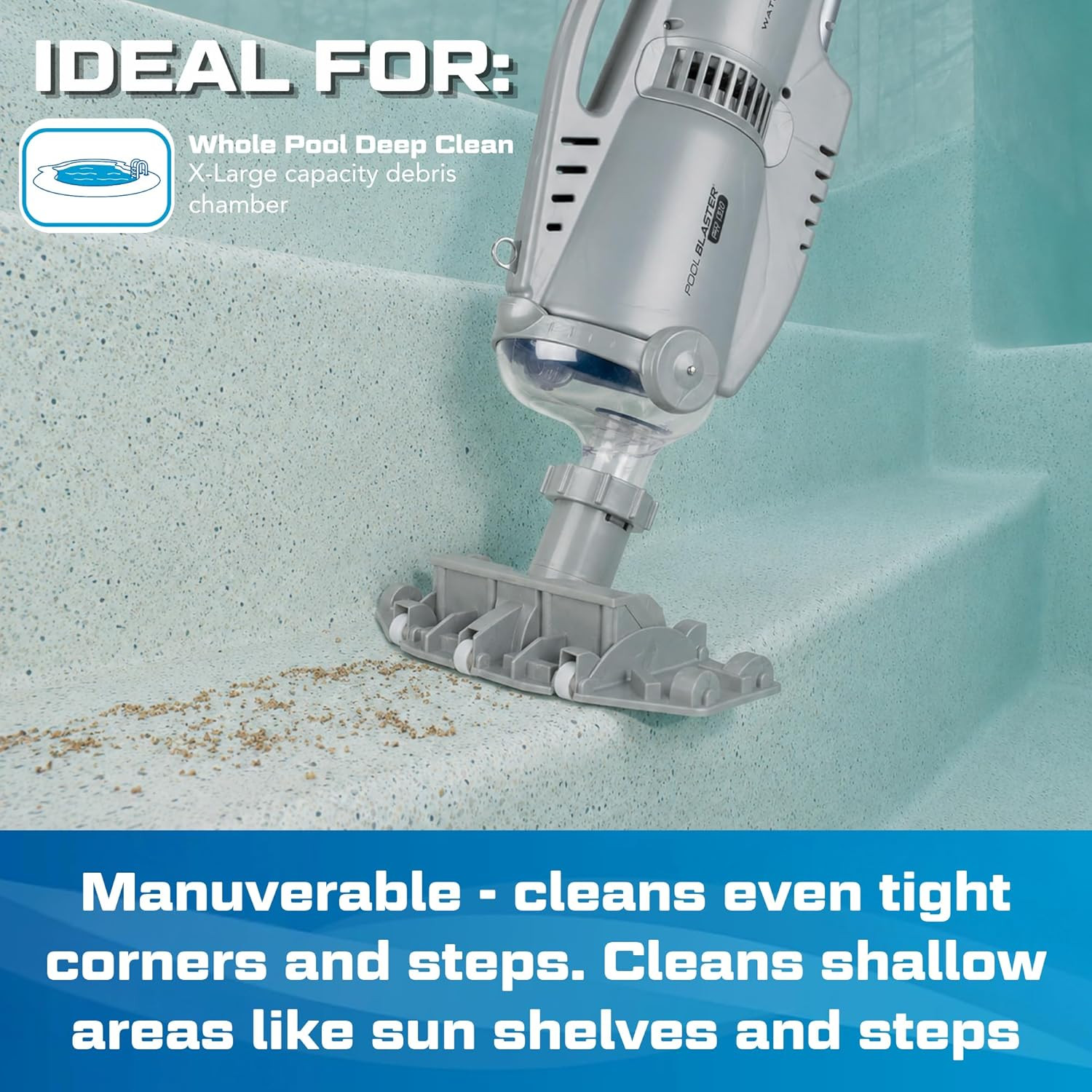 Pro 1000 Commercial Pool Vacuum for Inground Pools, Cordless Portable Heavy Duty