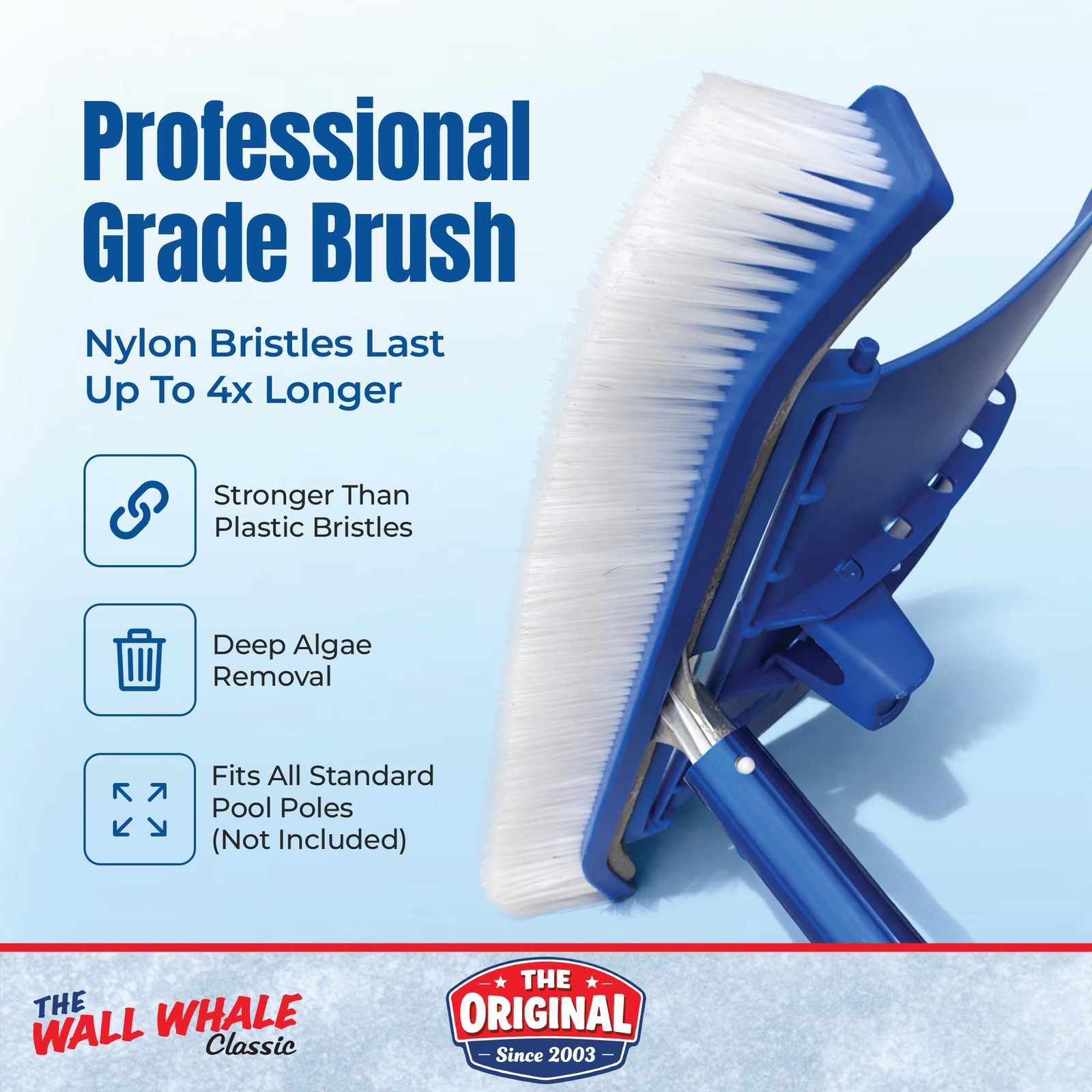 18&Prime; Swimming Pool Brush Head | More Than 10x the Brushing Force | Algae Remov…