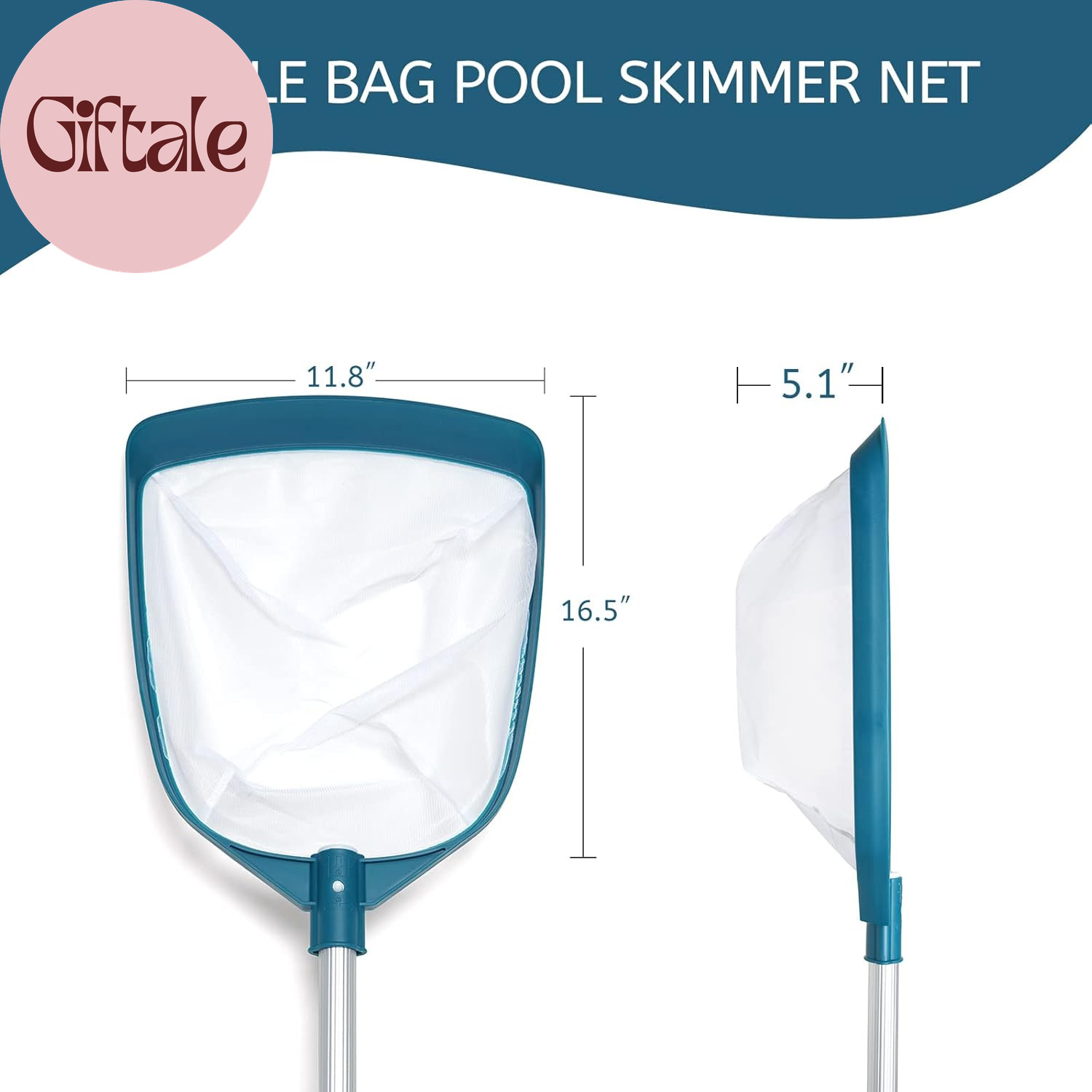 Upgrades Swimming Pool Leaf Net Skimmer Rake with Adjustable Aluminum Pole and N