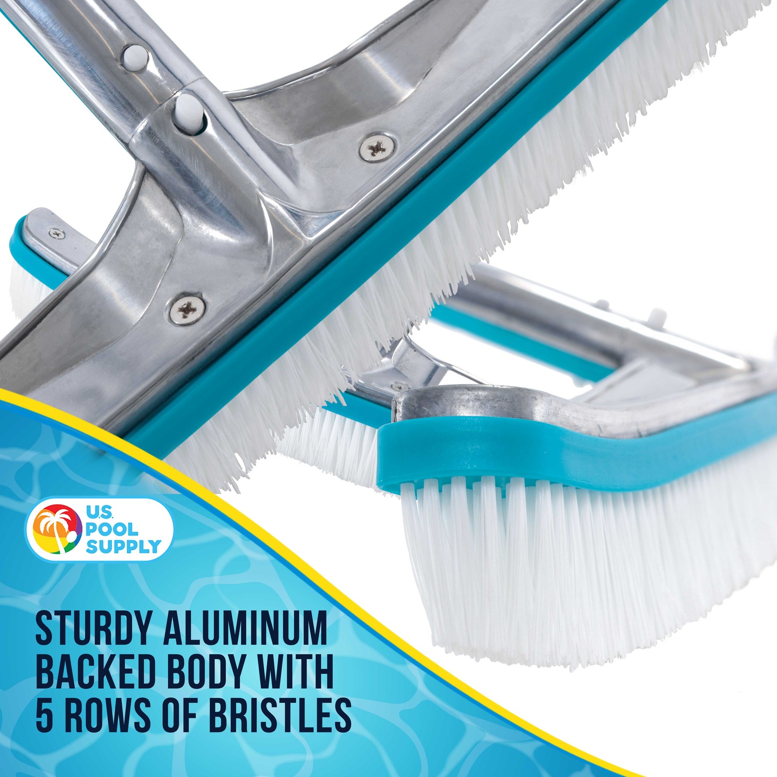 18&Prime; Aluminum Wall & Floor Swimming Pool Brush w/ Nylon Bristles & EZ Clip Handle