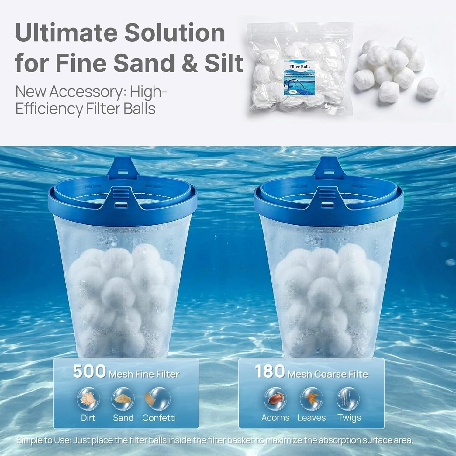 Upgraded Pool Vacuum for above Ground & Inground Pool, 75-Min Runtime, 113&Prime; (9.4