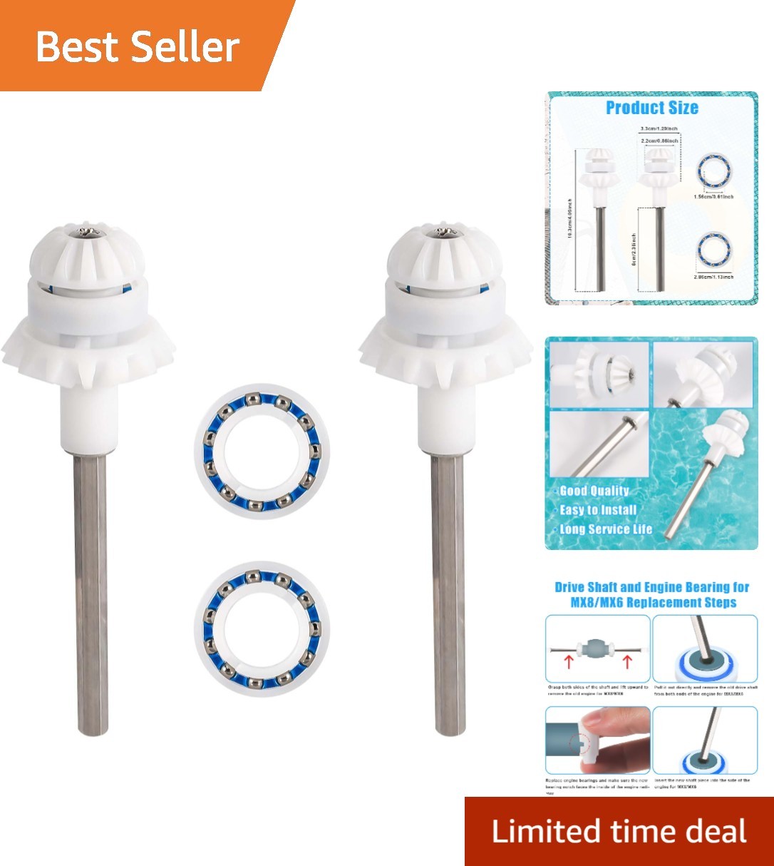 ABS Drive Shaft Set for Zodiac MX8EL/MX6EL Pool Cleaners – Easy Install