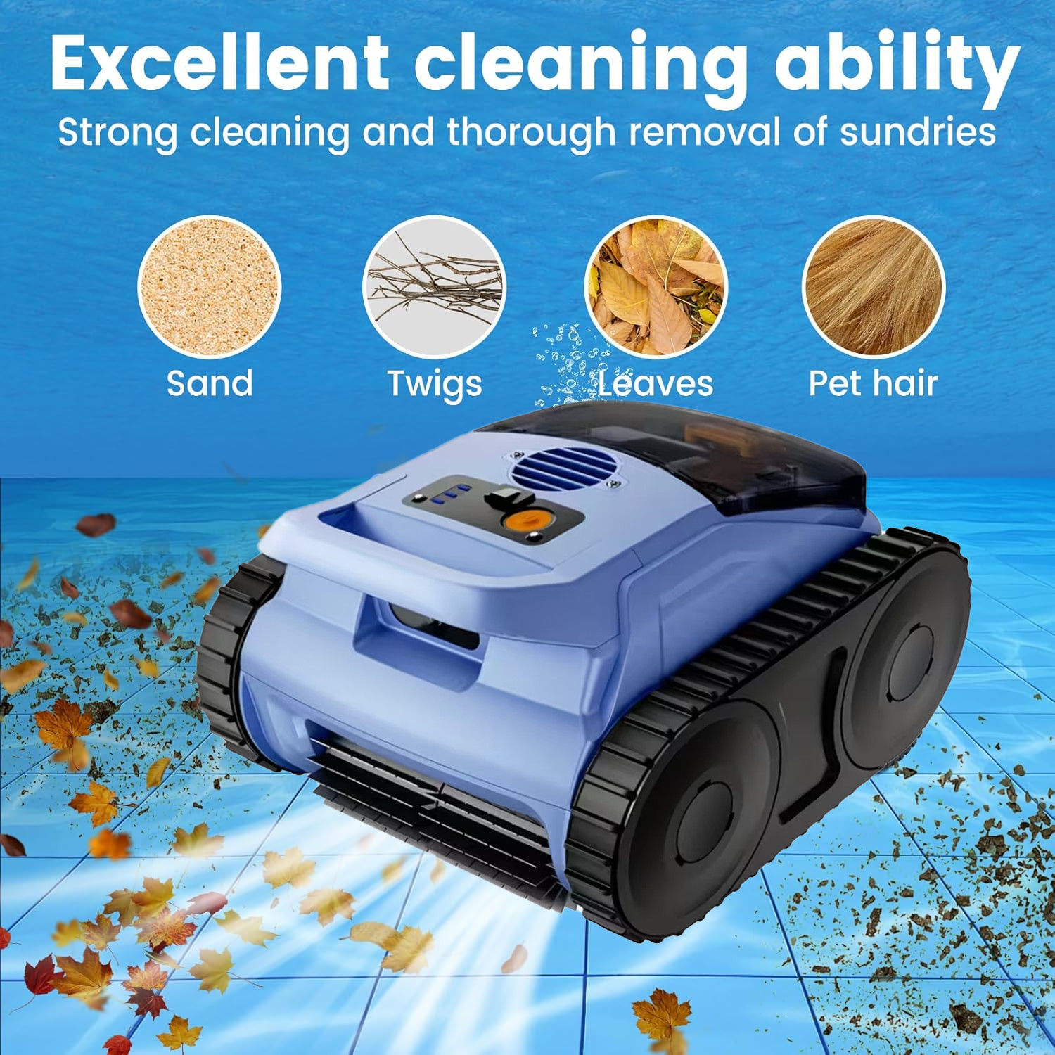Automatic Cordless Robotic Pool Vacuum for Inground Above-Ground 2150 Sq. Ft