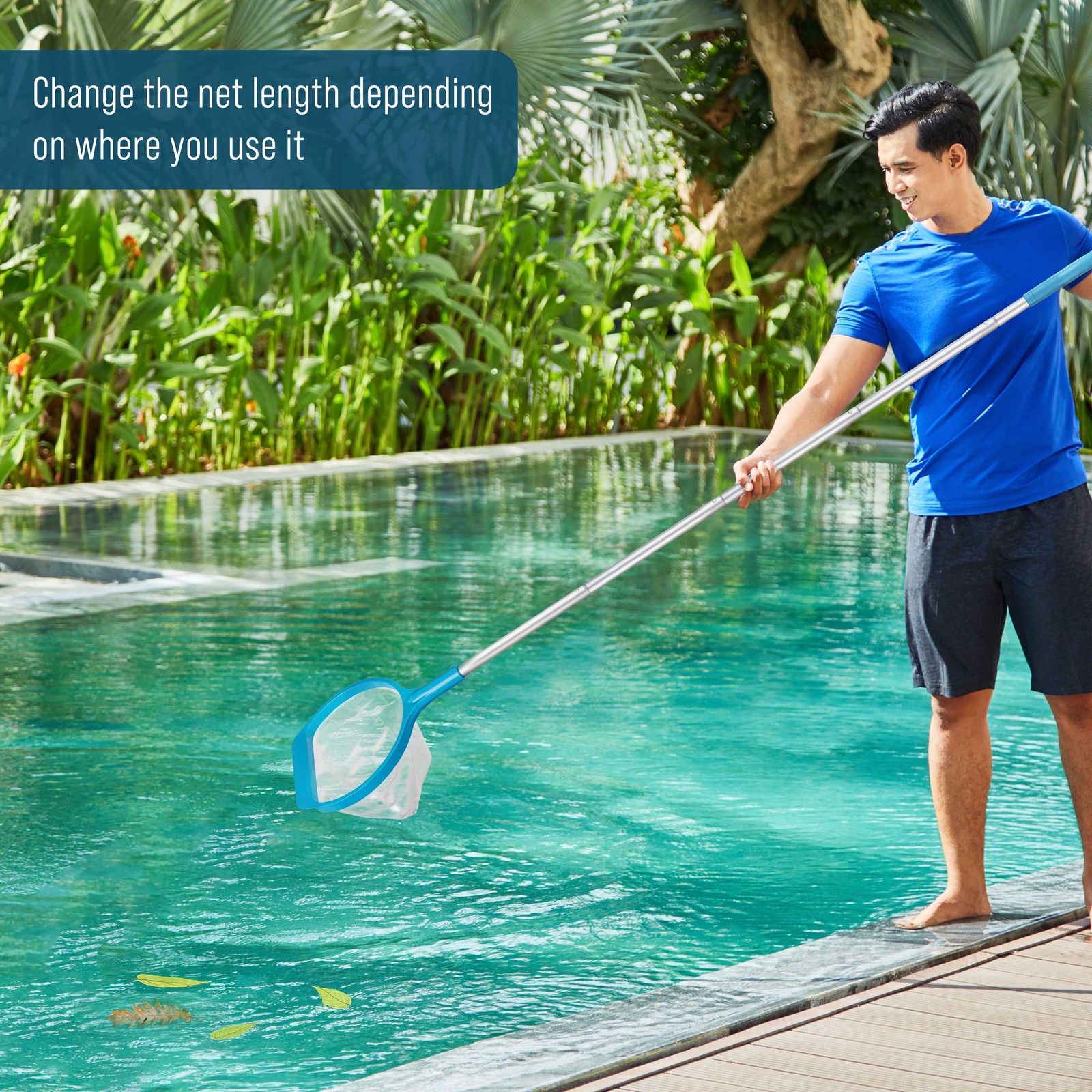 27&Prime; to 58&Prime; Pool Hand Leaf Skimmer Net & Poles – 7&Prime; Deep Ultra Fine Mesh Netting