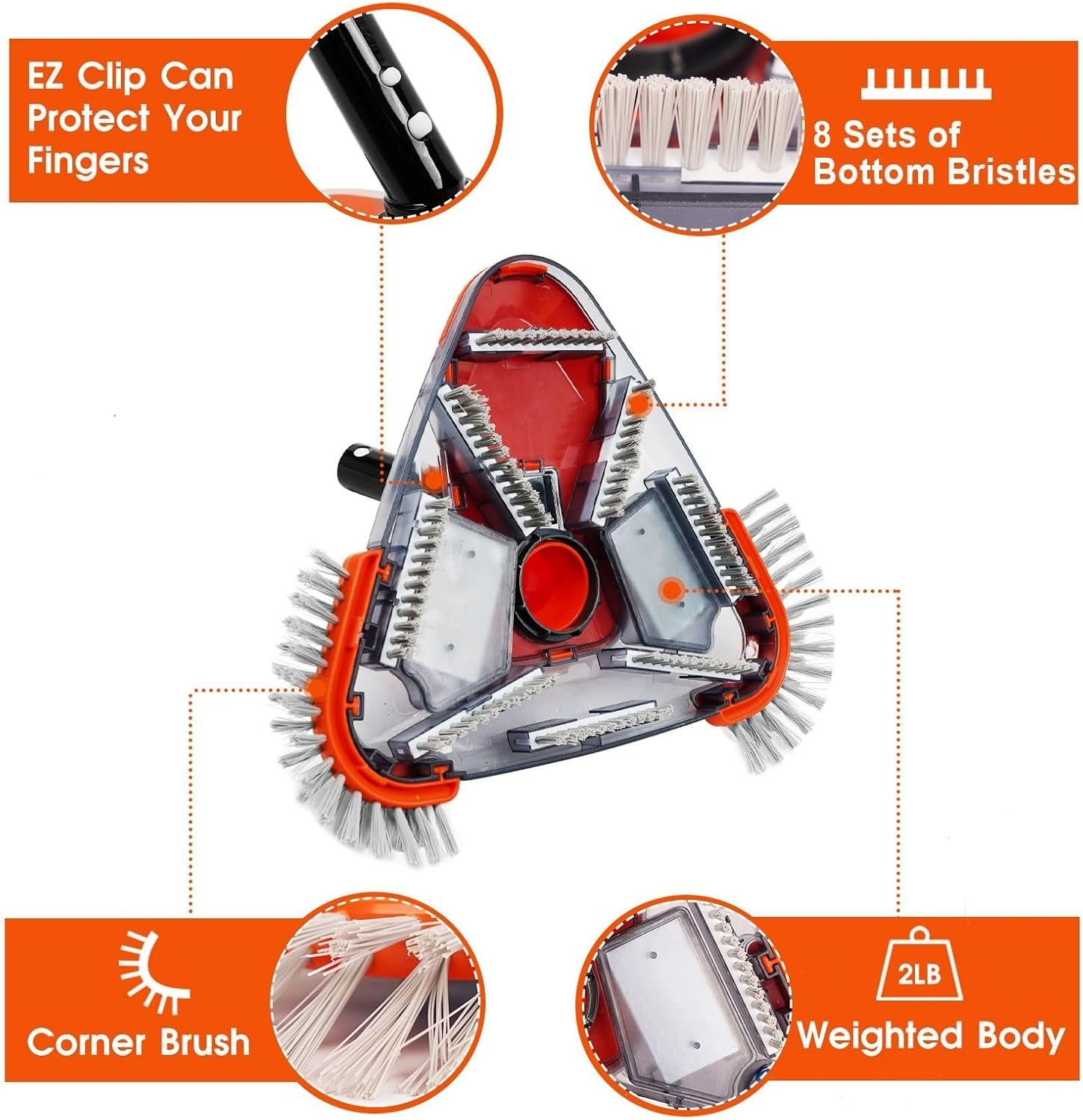 Universal Steering Pool Vacuum with Side Brush for All Inground & Above Pools