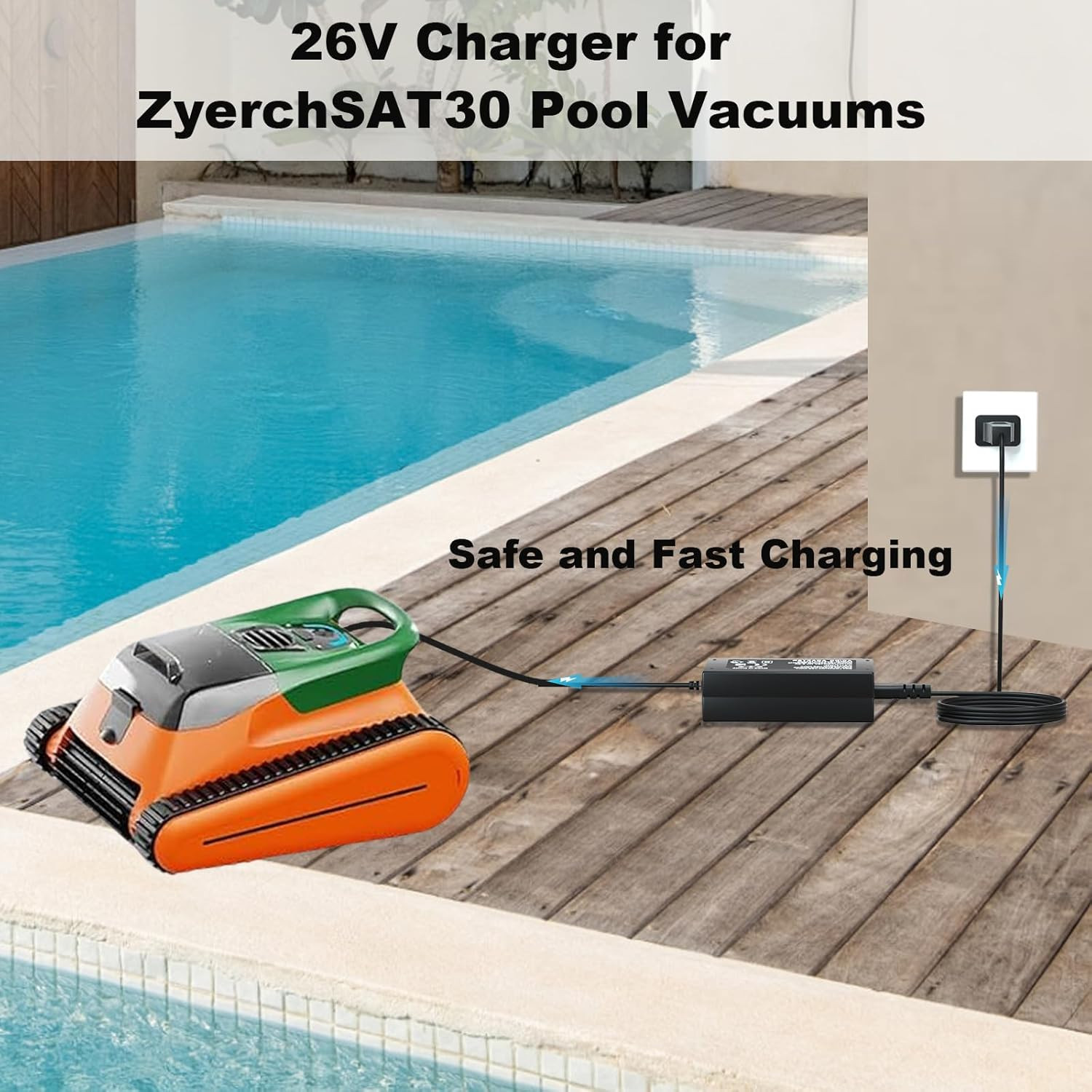 26V Adapter Charger for 21.6V Battery Pool Cleaner Compatible with Seauto Crab C