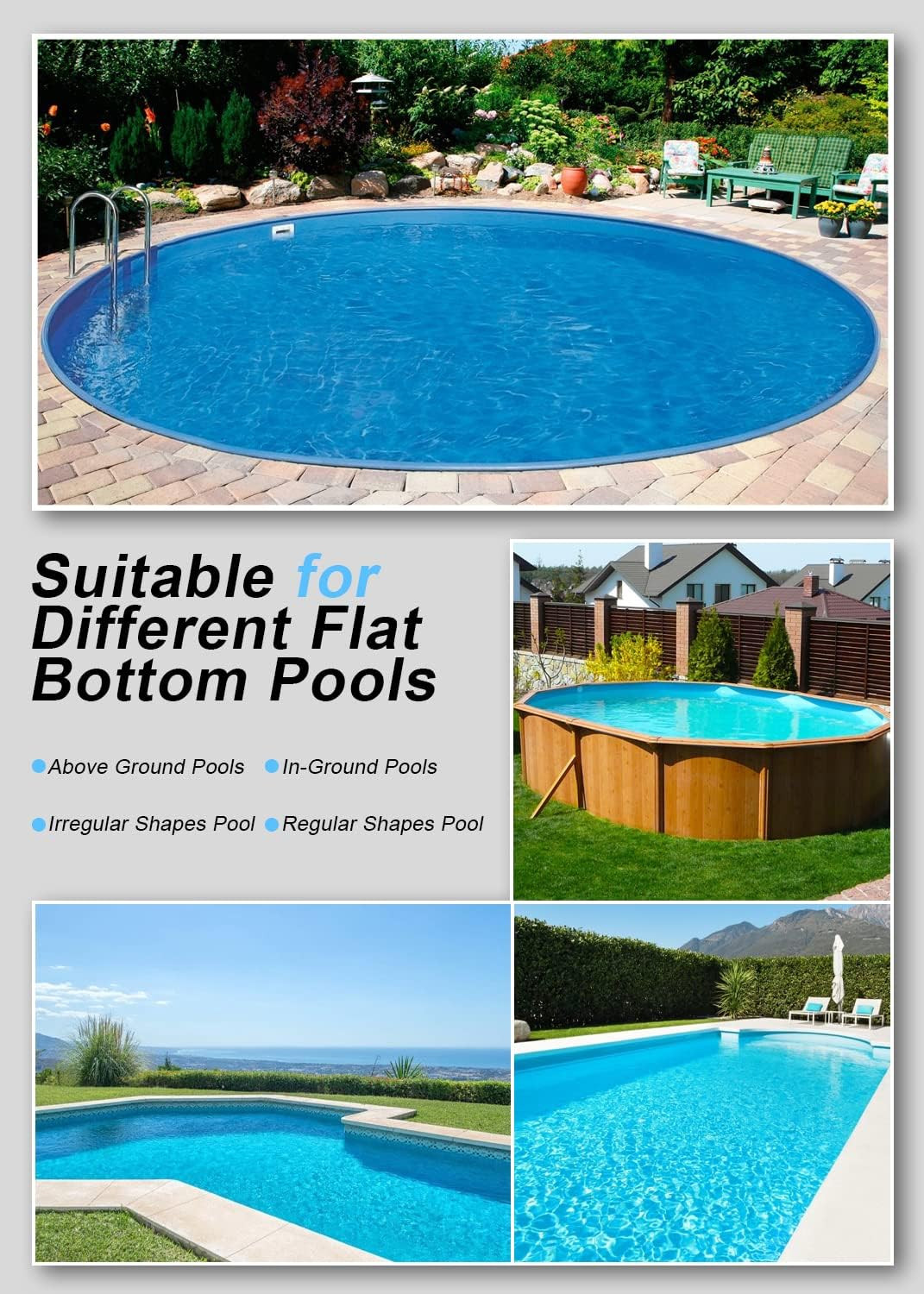 GMAPLAE Cordless Pool Vacuum for above Ground Pool, Robotic Pool Cleaner with Du