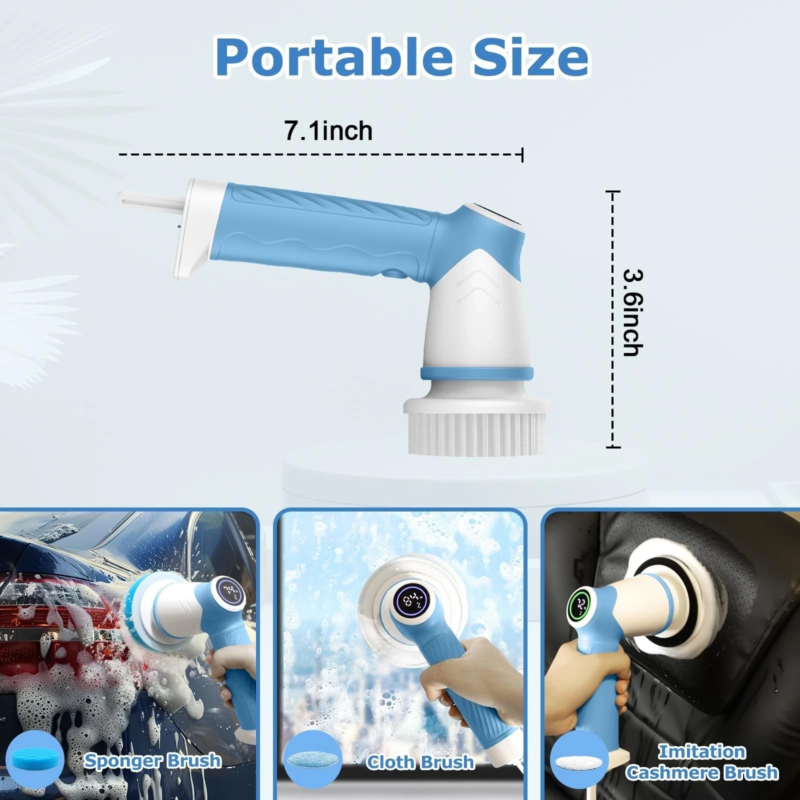 Electric Spin Scrubber IPX7 Waterproof, Power Scrubber with 7 Replacement#1008B