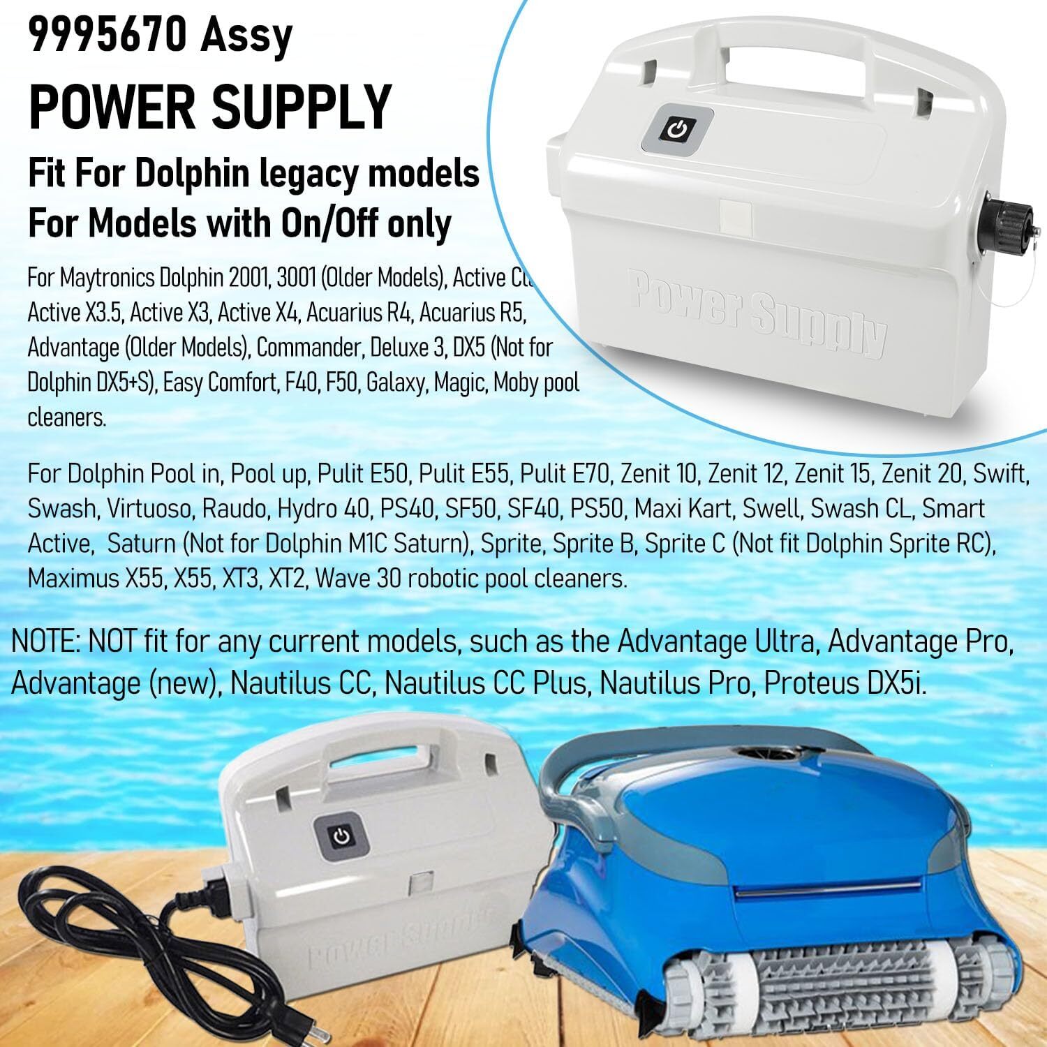 for Maytronics Dolphin Robotic Pool Cleaner 9995670 Assy Power Supply Unit