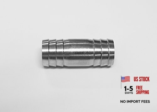 Vacuum Hose Connector, Straight Barb OD= 22mm (0.88&Prime;) Straight Barb-Stainless