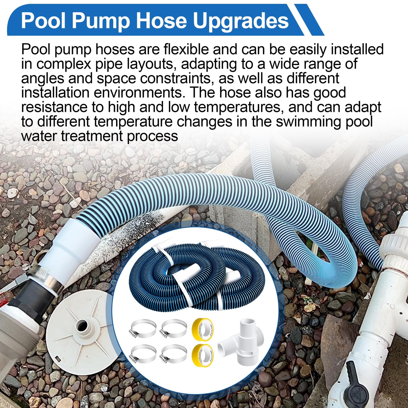 Gypns 6 Ft Above Ground Pool Hoses For Hayward Filter Pump 1-1/2 Pool Pump Hose