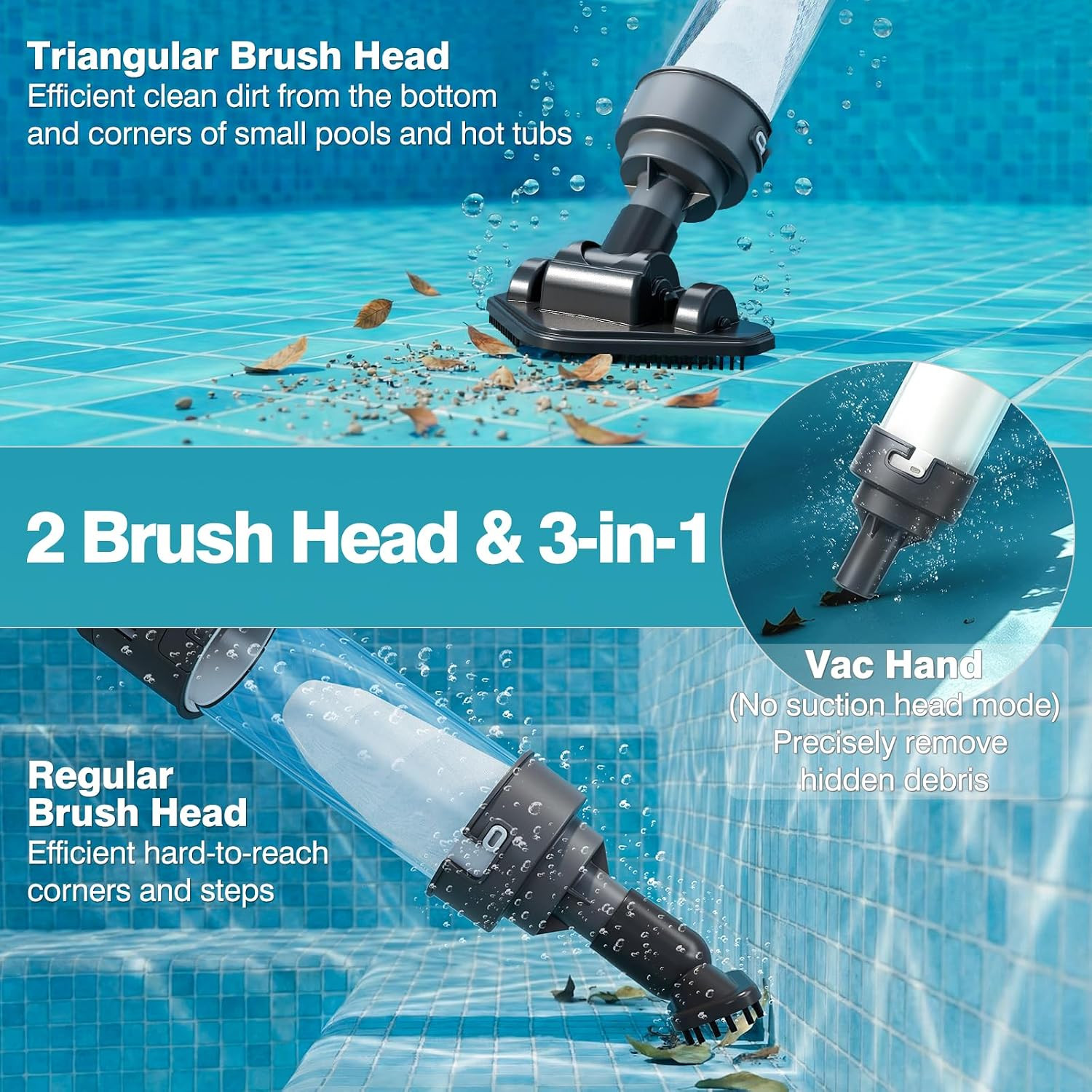 Cordless Handheld Pool & Hot Tub Vacuum for above Ground Pool, 12 Gals/Min Power