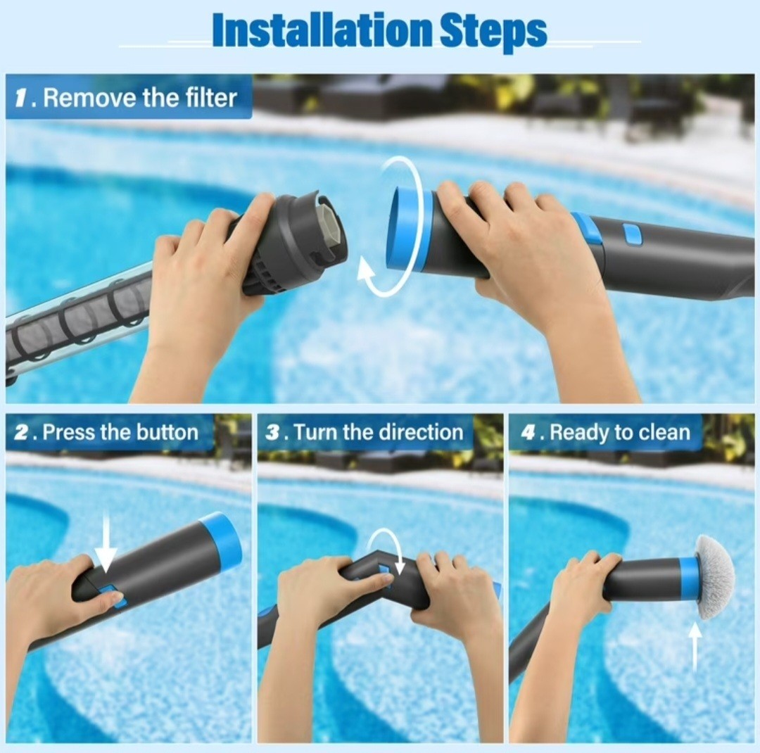 Efurden Rechargeable Pool Stick Vacuum Cleaner For Pools Spas Hot Tubs