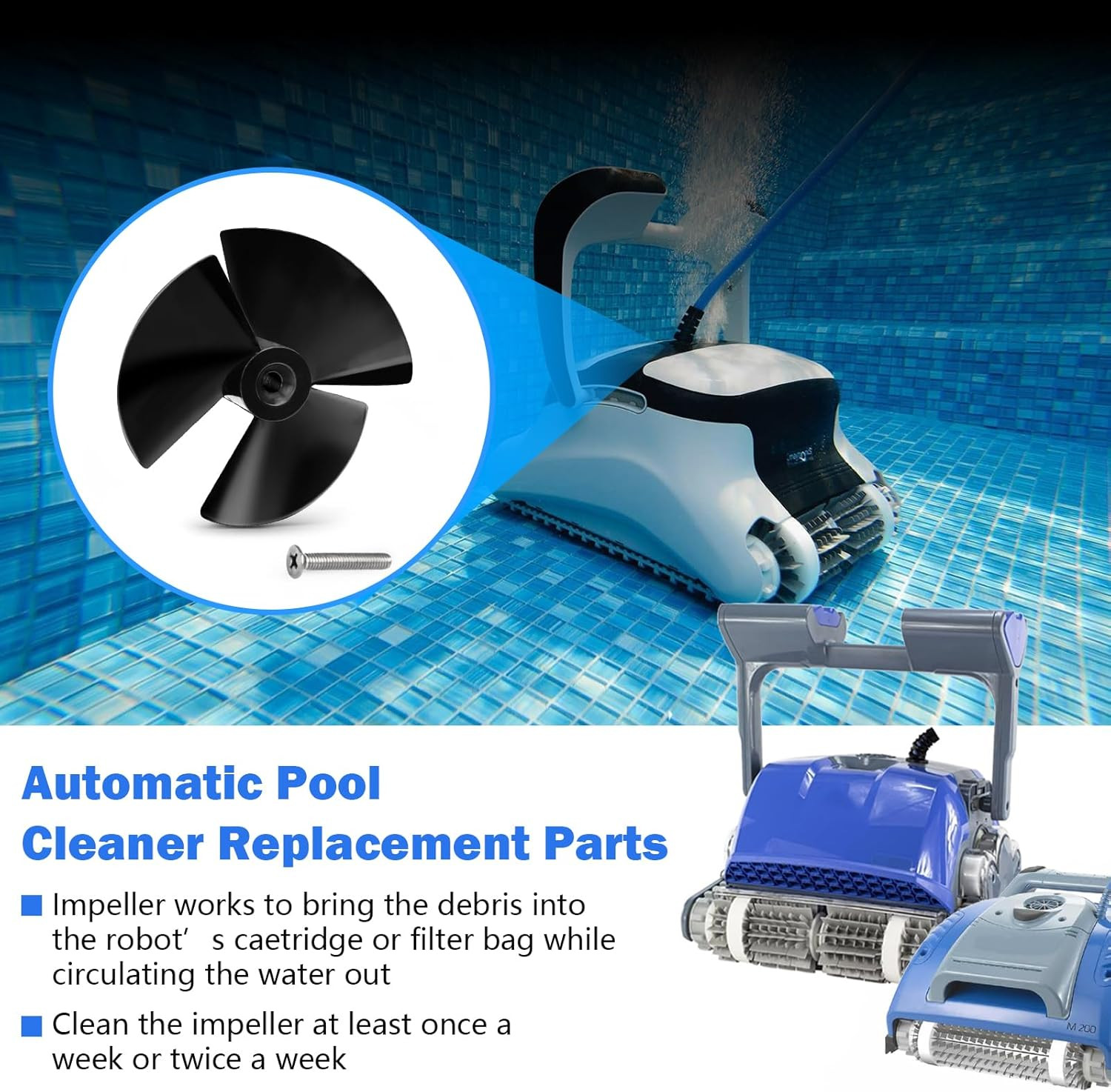 9995266-R1 Pool Cleaner Impeller with Screw for Maytronics Dolphin DX5S, DX6, Na