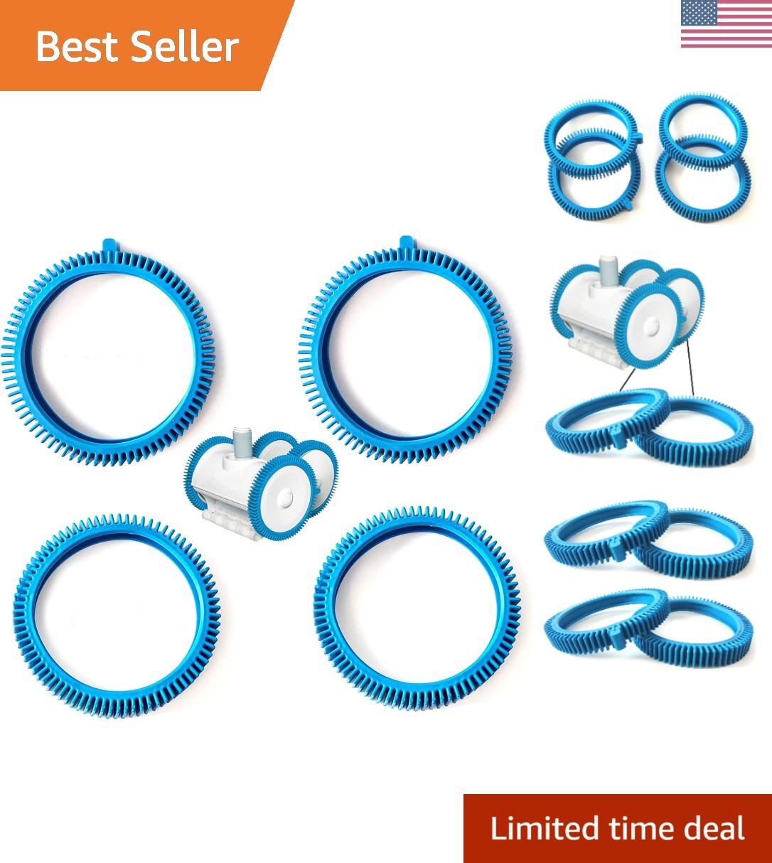 Pool Cleaner Front Tire and Rear Tire Combo Kit, Compatible with Poolvergnueg…