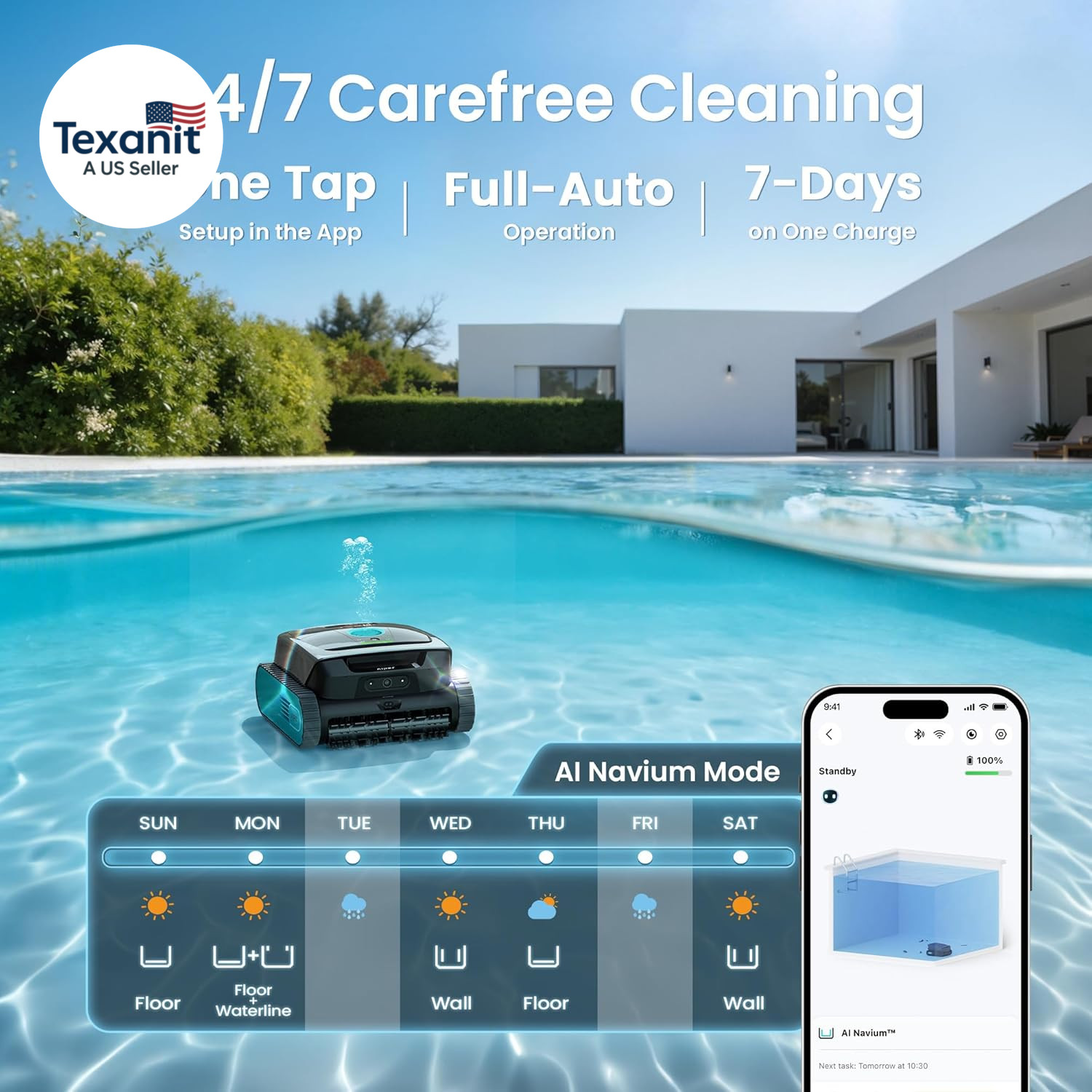Scuba V3 AI Vision Cordless Robotic Pool Cleaner, 10X Faster Pool Cleaning with
