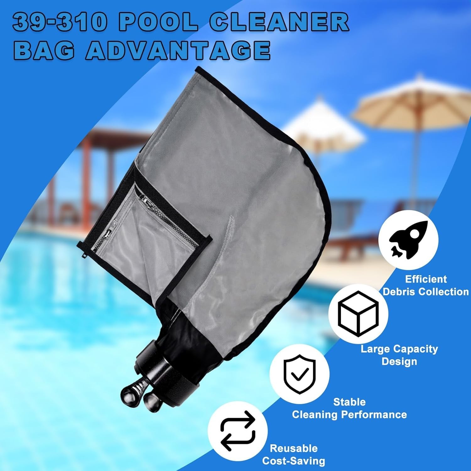 3900 Sport P39 Pool Cleaner Bag – 5L Capacity, Double Zipper for Polaris