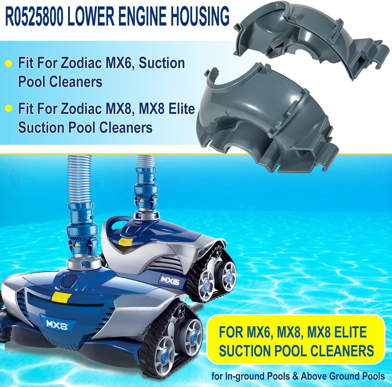 Lower Engine Housing Kit for Zodiac Baracuda MX6 MX8 MX8EL Elite Pool Cleaner