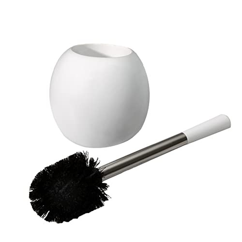 Ceramic Dome Brush & Holder Set, Decorative, Modern, 1 Count (Pack of 1) White