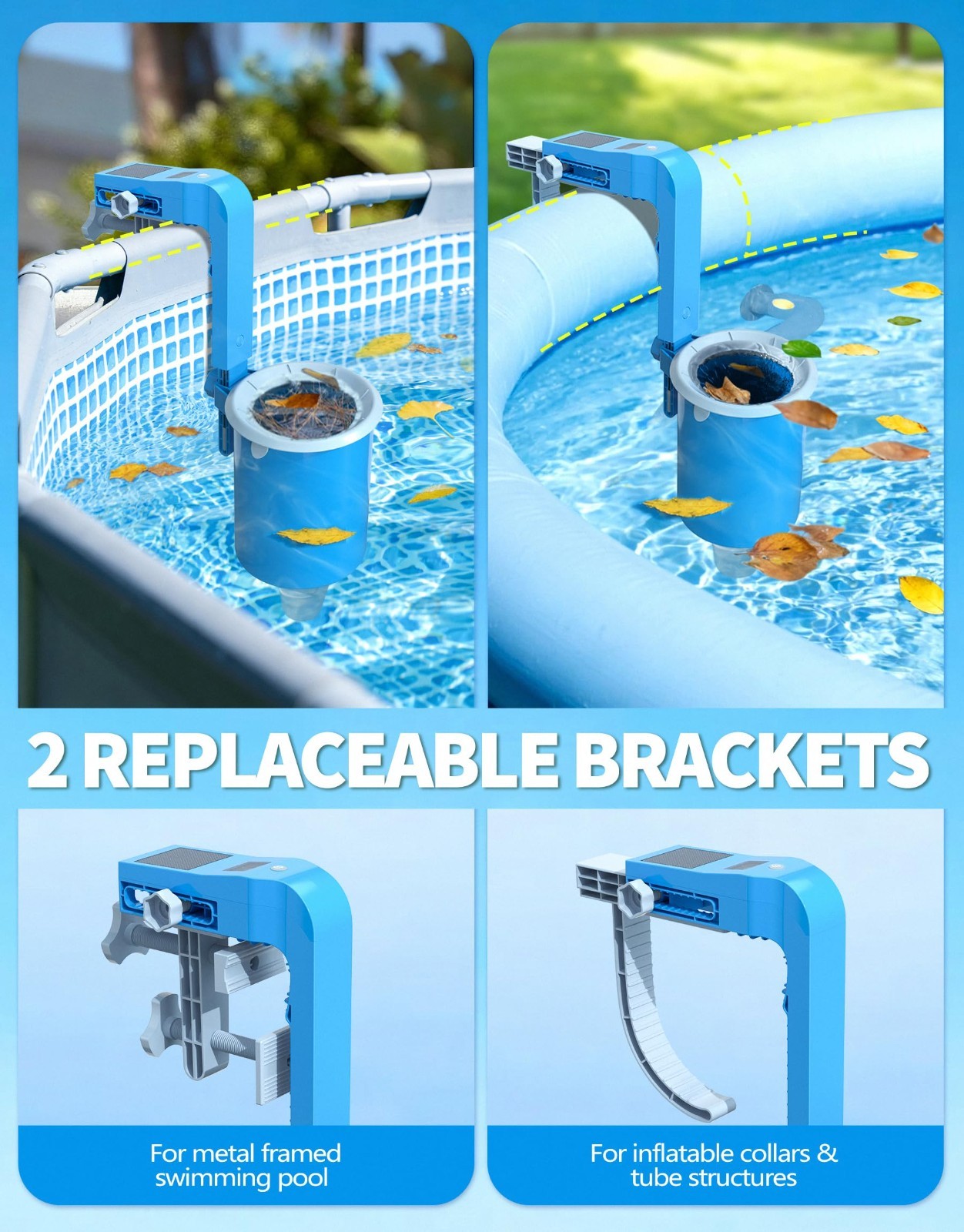 Above Ground Pool Skimmer with Solar Thermometer | Wall Mount Auto Skimming Debr