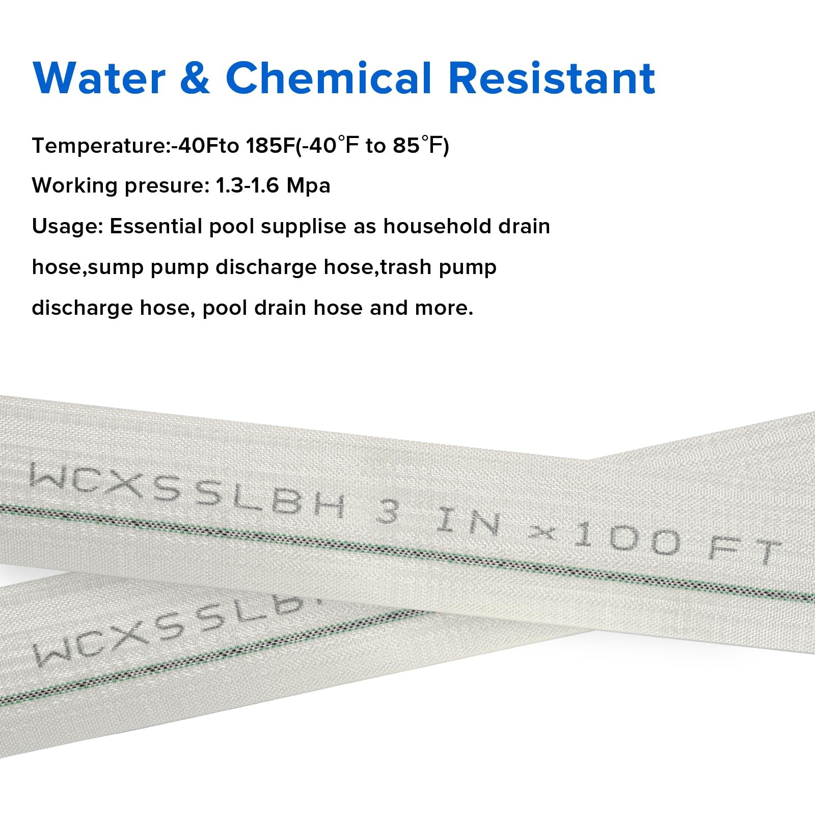 Wcxsslbh Pool Backwash Hose 3 100 Ft Heavy Duty Pvc Water Discharge Hose
