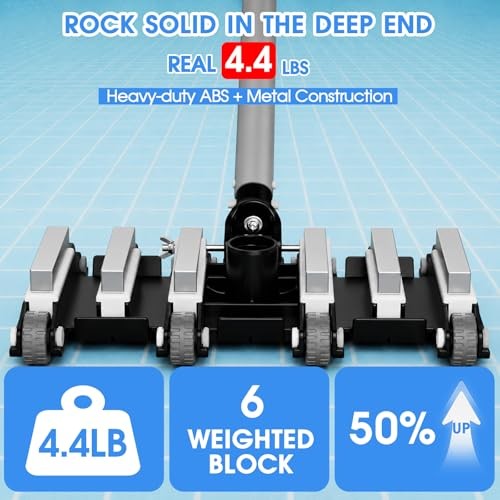 4.4LB Weighted Pool Vacuum Head with Direction Control Handle, Debris White