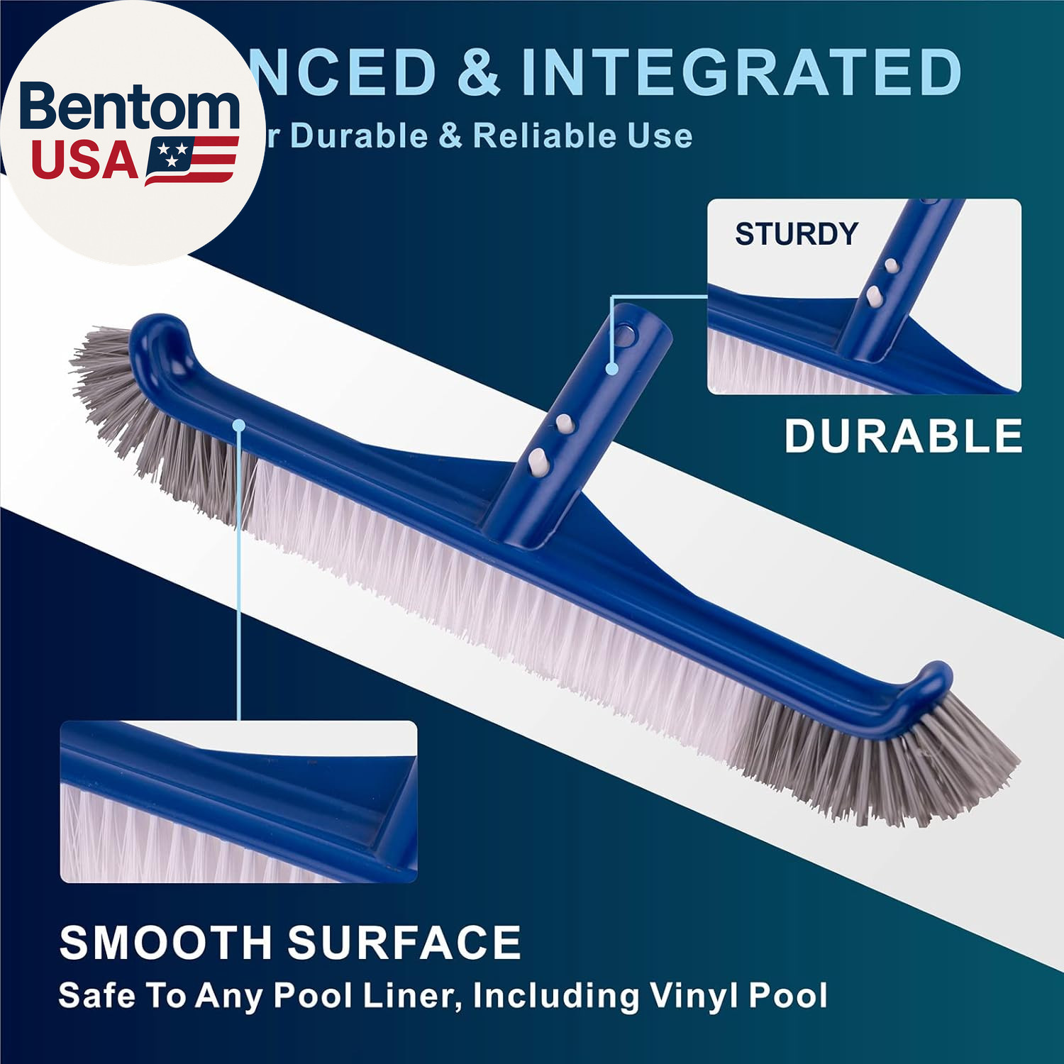 Pool Brush, 17.5 » Pool Brush Head for Inground Pools & Above-Ground Pools, Dura