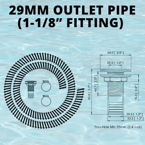 Bilge Pump 1-1/8-Inch Kit: 6 FT Bilge Pump Installation Kit for 1-1/8 inch
