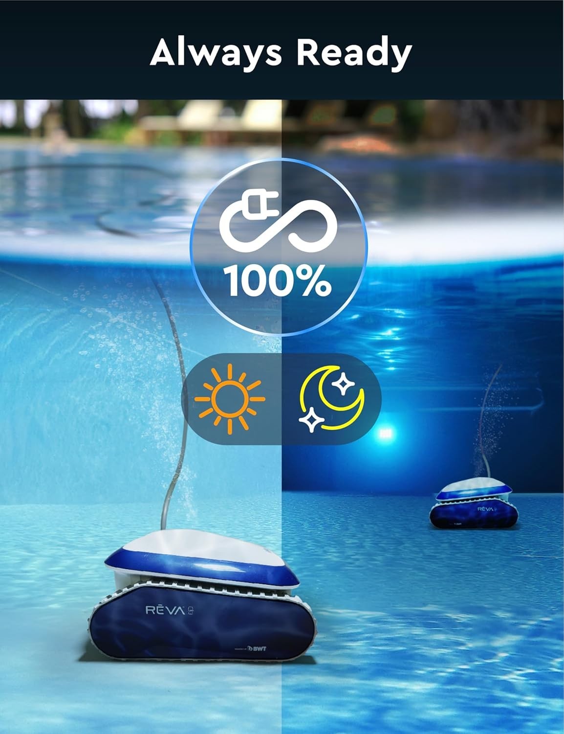 REVA AI Gyroscopic Robotic Pool Vacuum Cleaner, Smartphone APP Control