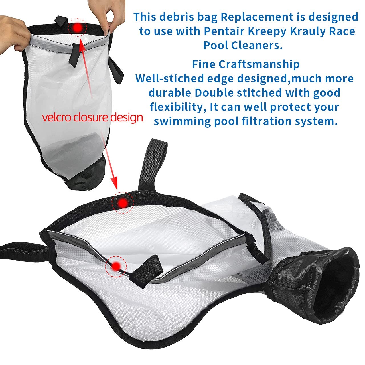 360240 Racer Pool Cleaner Debris Bag Kit/with Hook & Loop Fastener, for Penta…