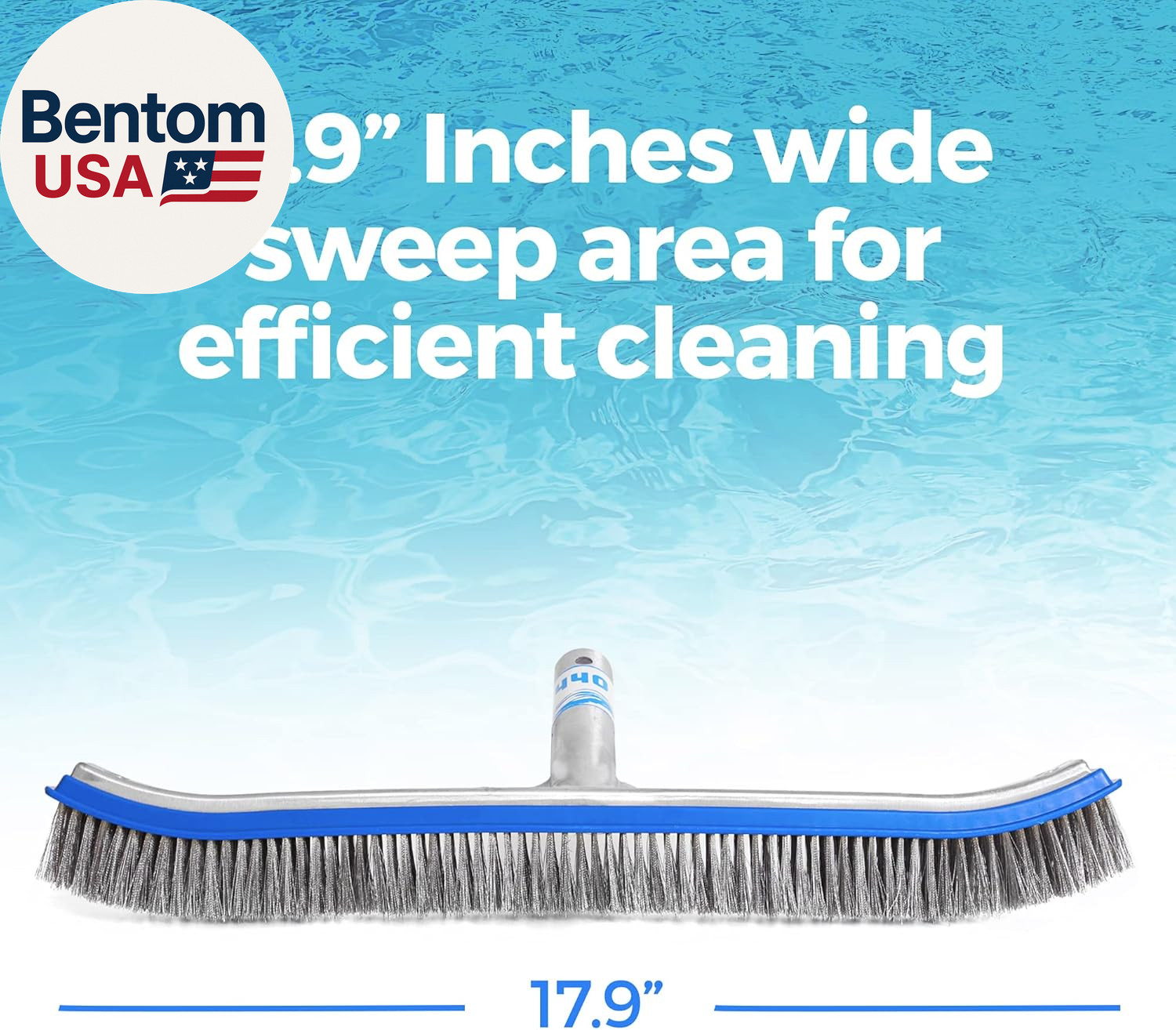 Heavy Duty Pool Brush – 18-Inch Extra-Wide Metal Brush Head with Stainless Steel
