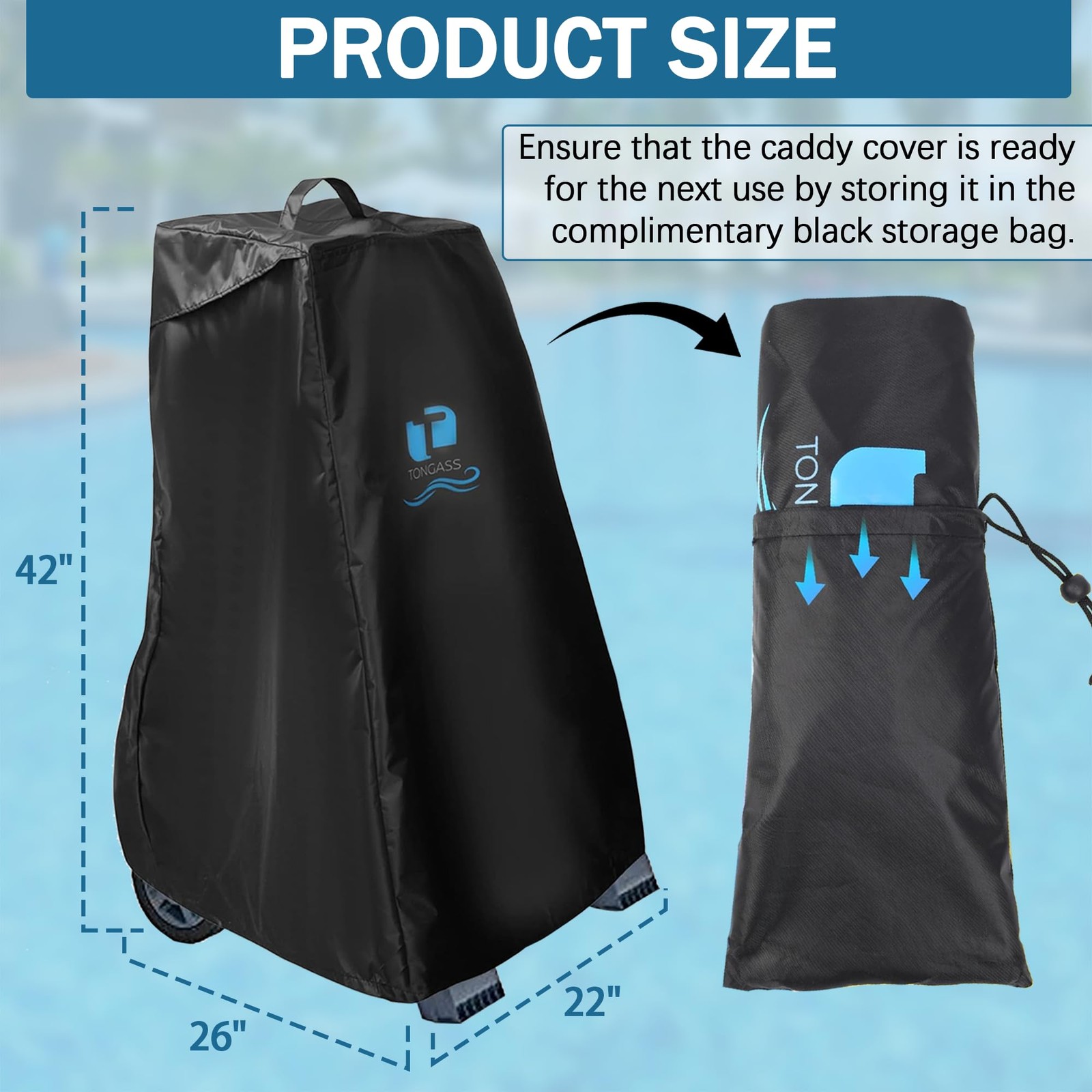 TonGass Swimming Pool Cleaner Cover 2&rsquo;2&Prime; x 1&rsquo;10 » (Rectangular), Black