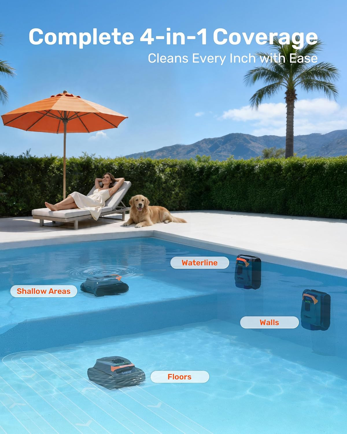 Litevac G1 Cordless Robotic Pool Cleaner for Inground Pools, above Ground Pool V
