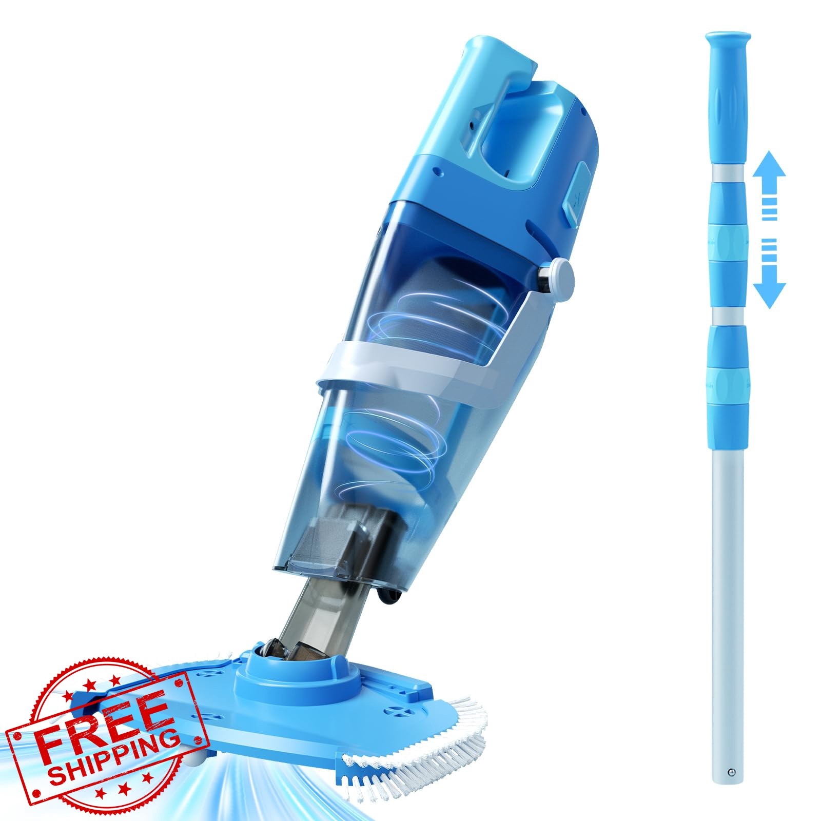 Cordless Pool Vacuum Above and Inground Pools, Powerful 1590 GPH Suction,Hand…