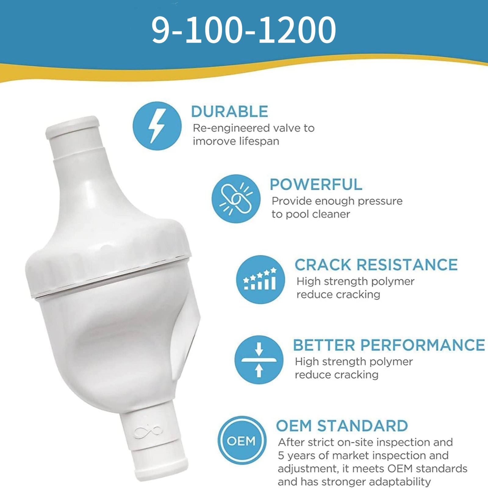 New Backup Valve Replacement 9-100-1200 For Polaris Zodiac 360 Pool Cleaner