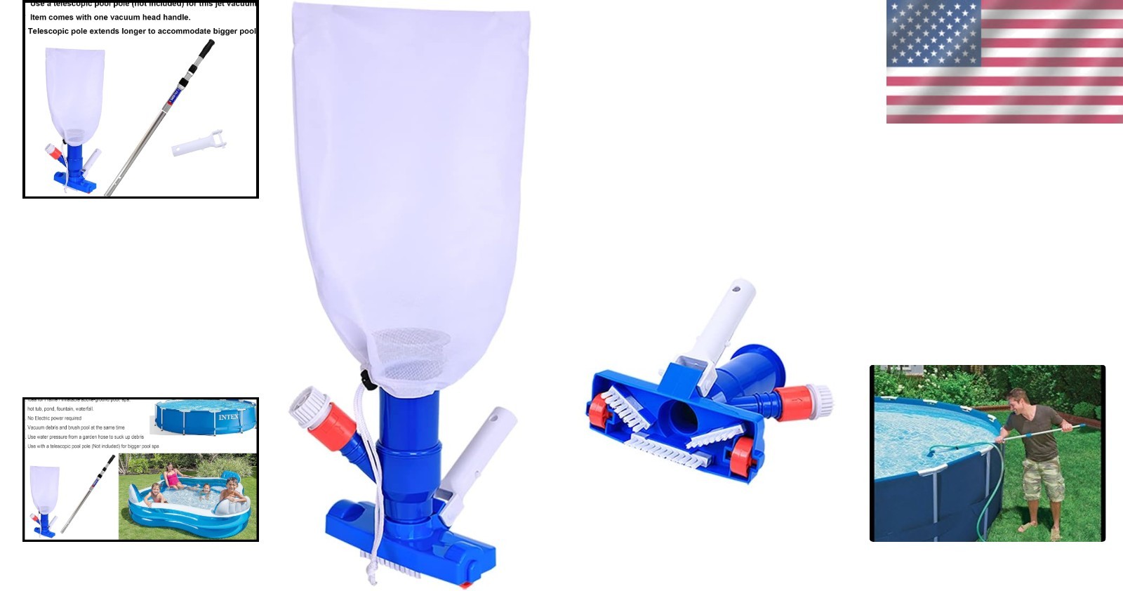 Easy-to-Use Pool Vacuum with Brush for Hot Tubs & Garden Hose Connection
