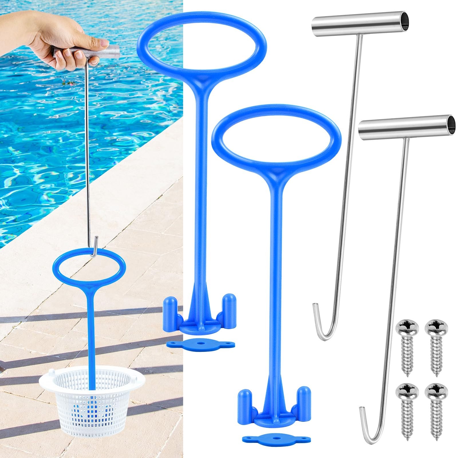 Universal Pool Skimmer Basket Handle Hook for Easy Debris Removal