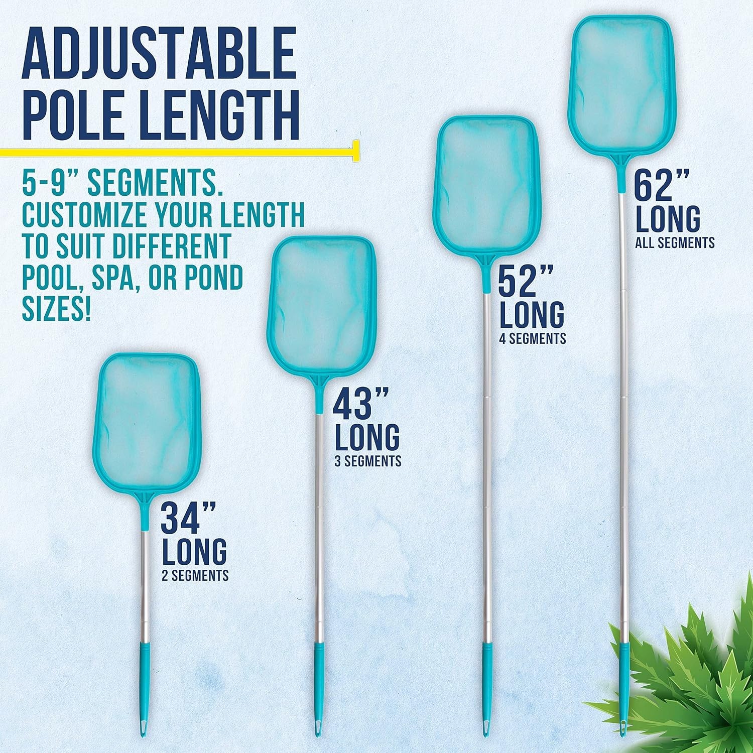 Customizable 5&prime; Pool Skimmer Net with Durable Fine Mesh for Hassle-Free Cleaning