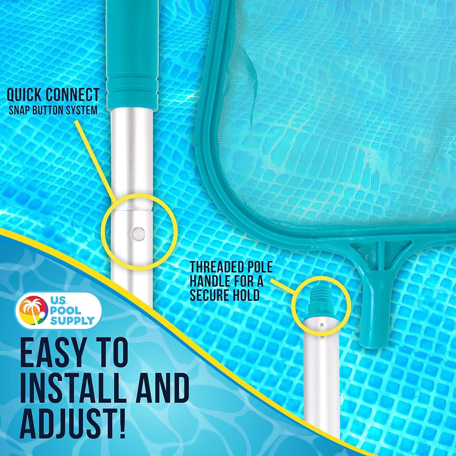 Lightweight 4-Foot Pool Leaf Skimmer with Customizable Length for Easy Cleanup