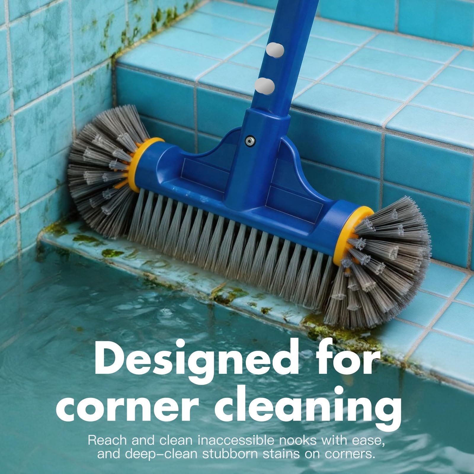 Heavy Duty Pool Brush Head, Premium Nylon Bristles Non-Abrasive Cleaning, Rei…