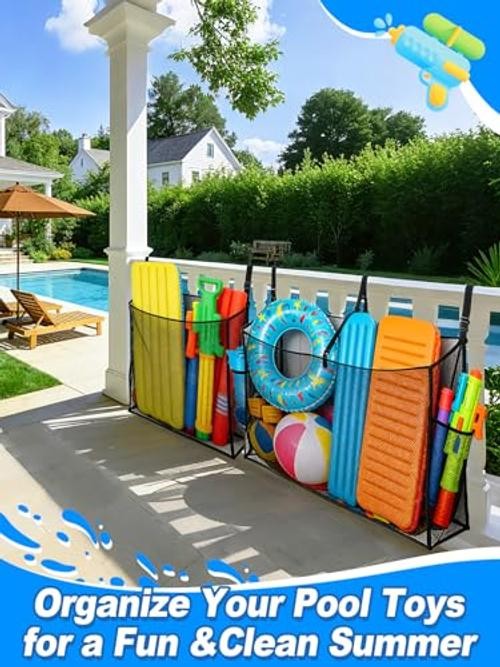 2 Pack Pool Float Storage Bag – Large and Small Mesh Hanging Pool Toy
