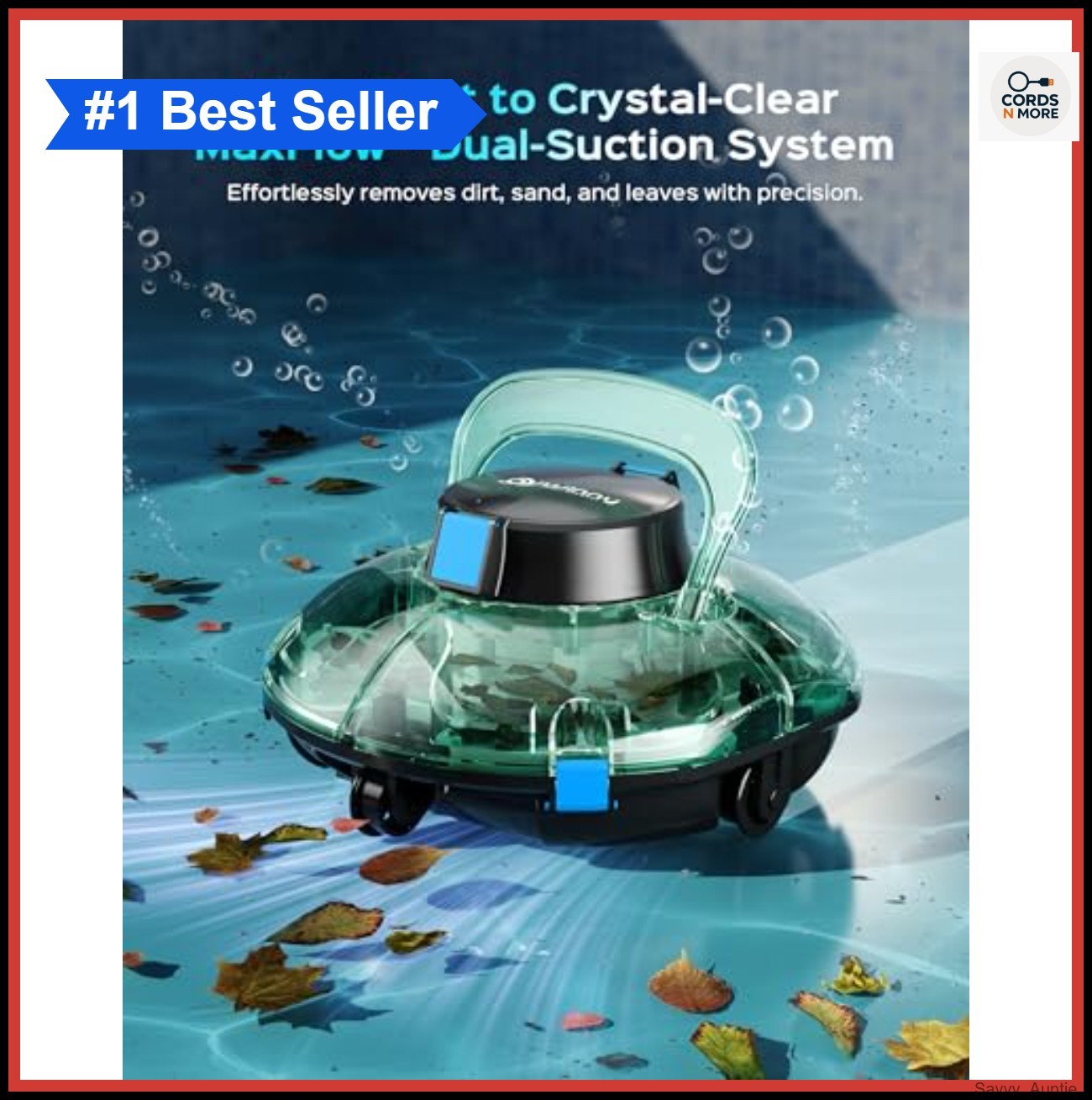 Robotic Pool Cleaner Cordless for Above Ground Pools Up to 660 sq ft 90 Min