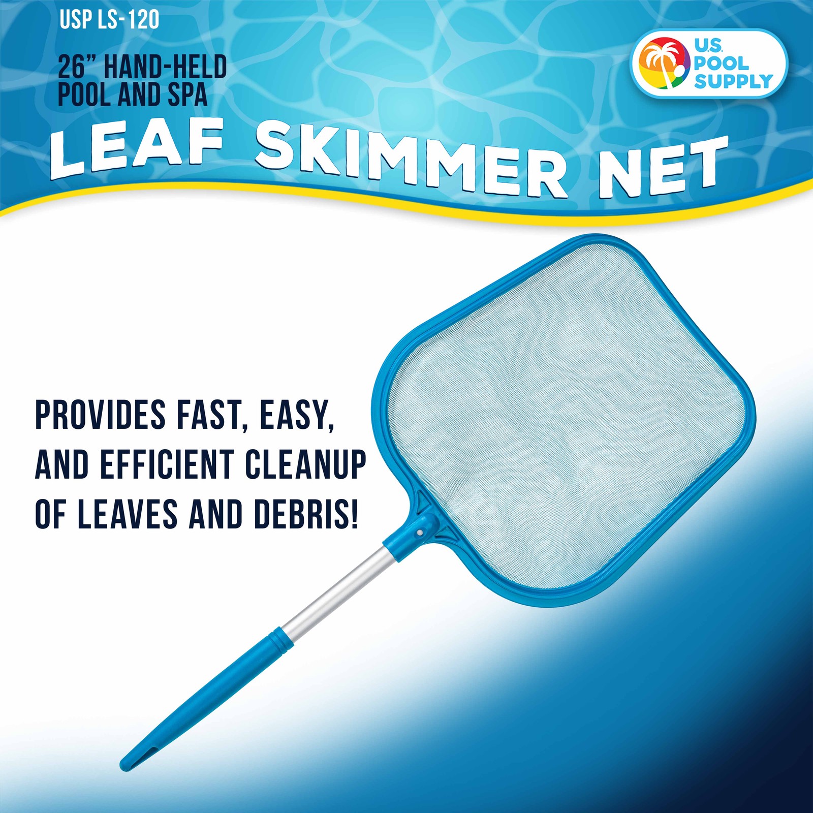 Swimming Pool Hot Tub & Spa Leaf Skimmer Net with 12&Prime; Aluminum Handle