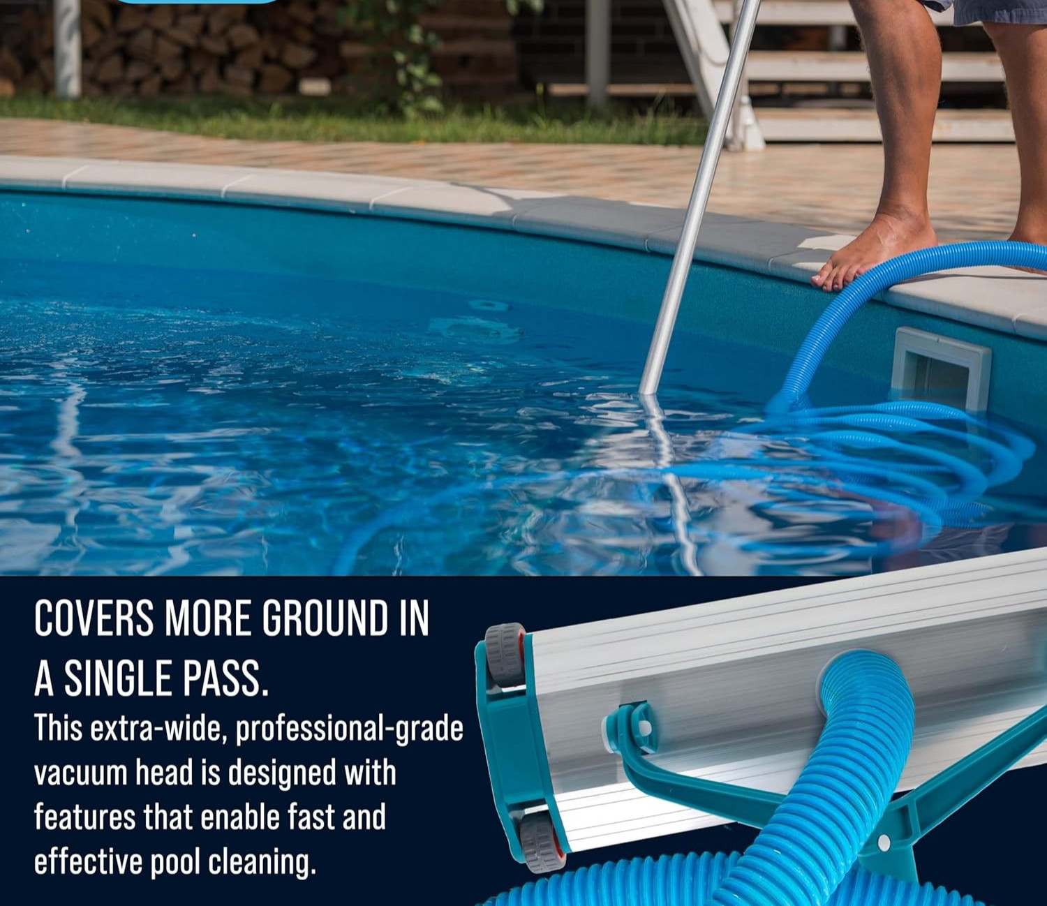 17.5&Prime; Heavy Duty Weighted Pool Vacuum Head Aluminum 1.5&Prime; Hose Swivel Fit