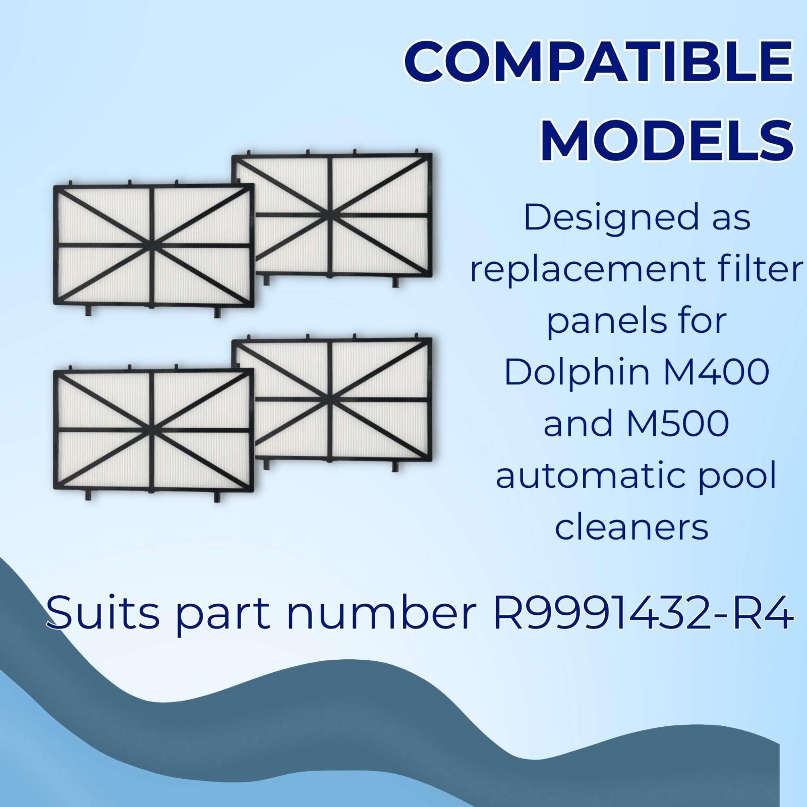 Robotic Pool Cleaner Ultra-Fine Filter Panels – Set of 4 for Dolphin M400 M500