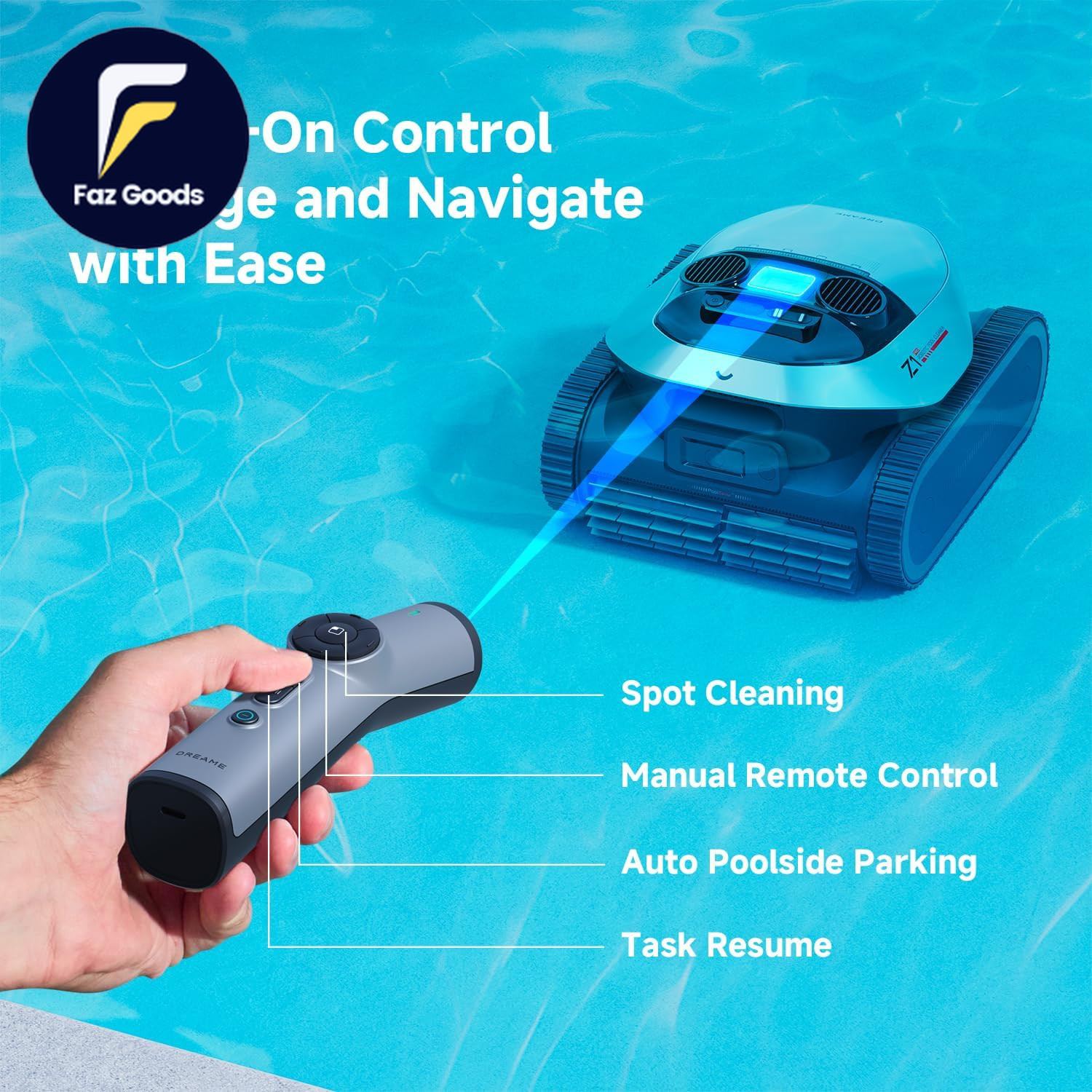 Z1 Pro Cordless Robotic Pool Cleaner Lifi Remote Control 8000 GPH Suction Wat US