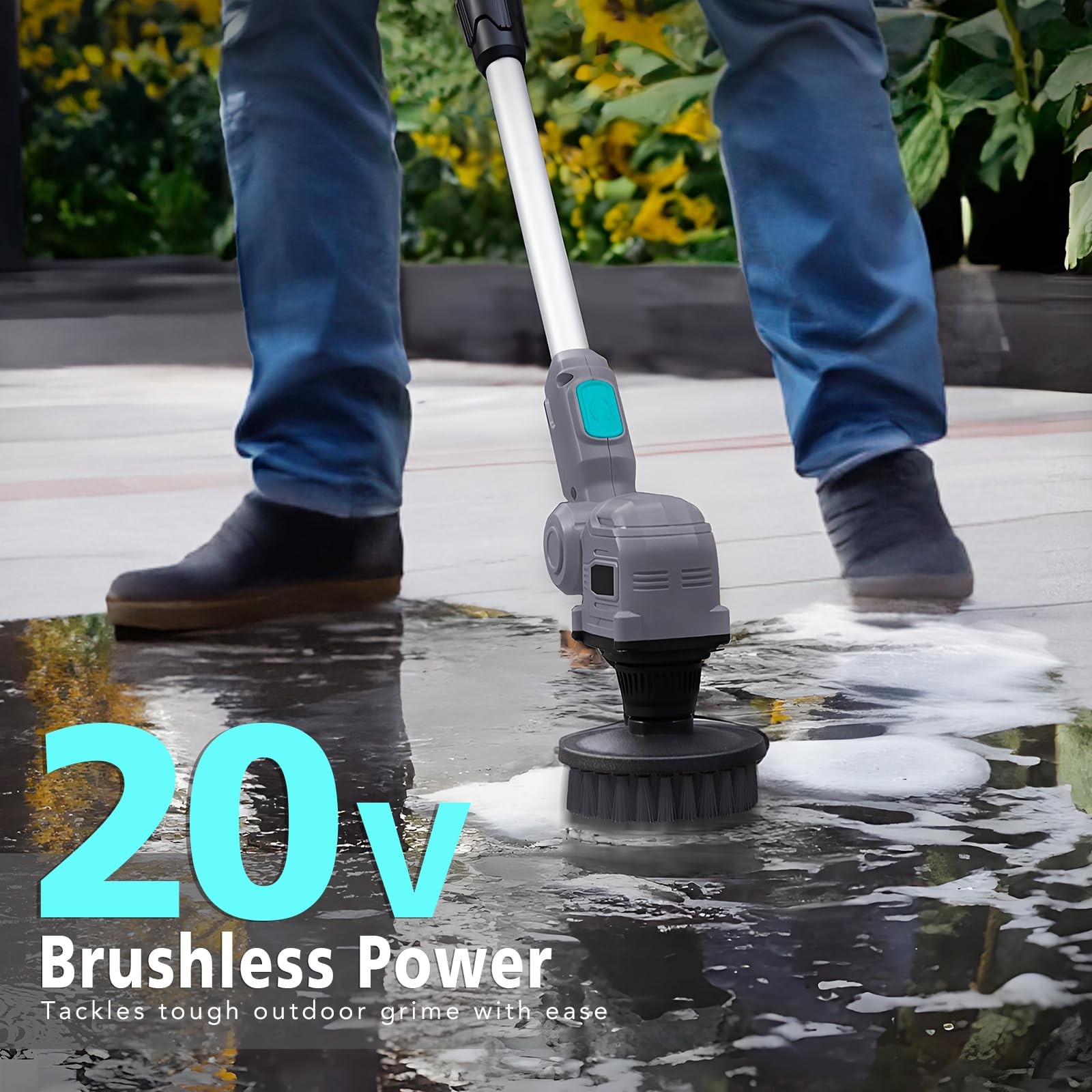 20V Cordless Spin Scrubber with Replaceable Battery, Electric Cleaning Brush …