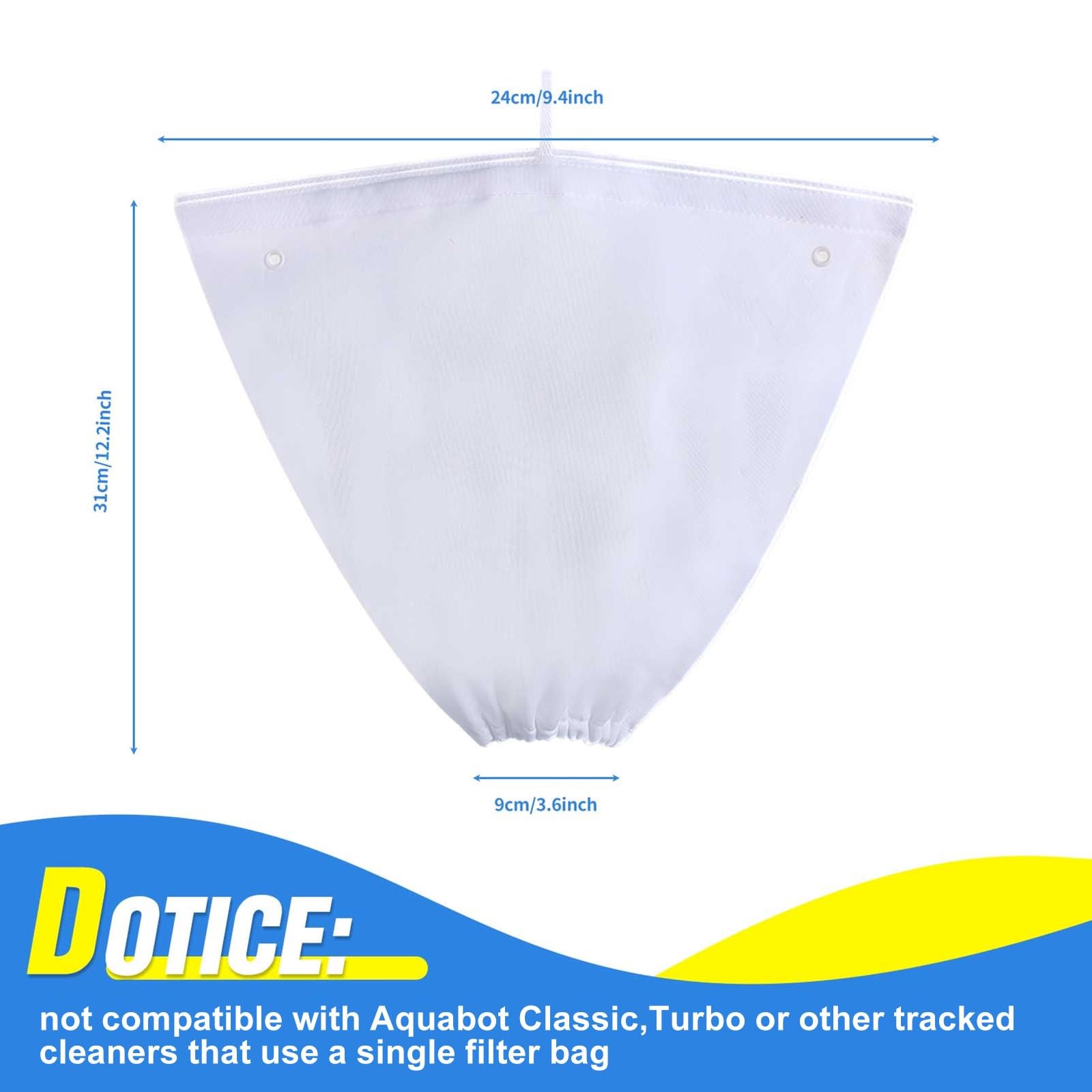 Riakrum 2 Pcs Pool Cleaner Fine Filter Bag Replacement Spa Part white